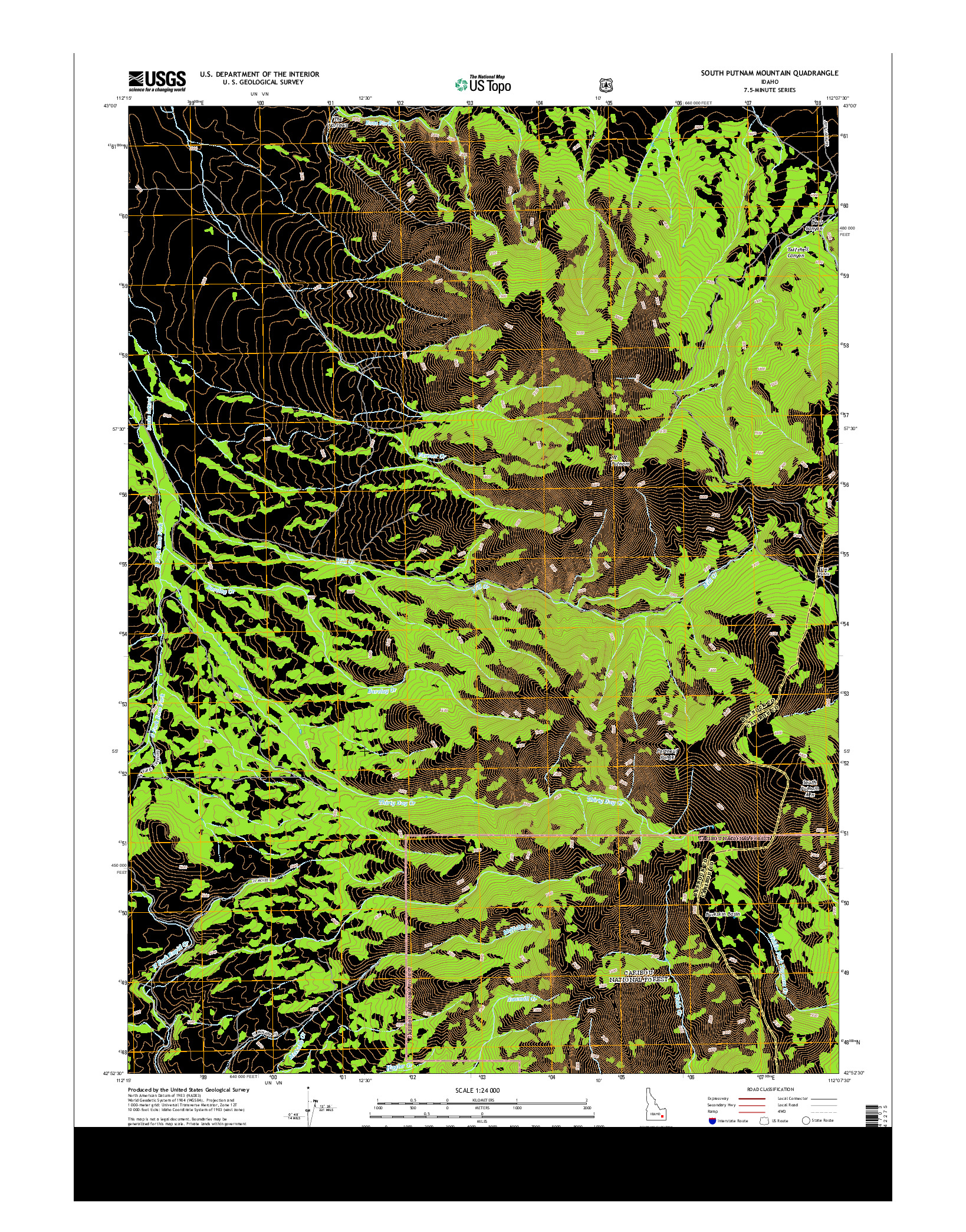 USGS US TOPO 7.5-MINUTE MAP FOR SOUTH PUTNAM MOUNTAIN, ID 2013