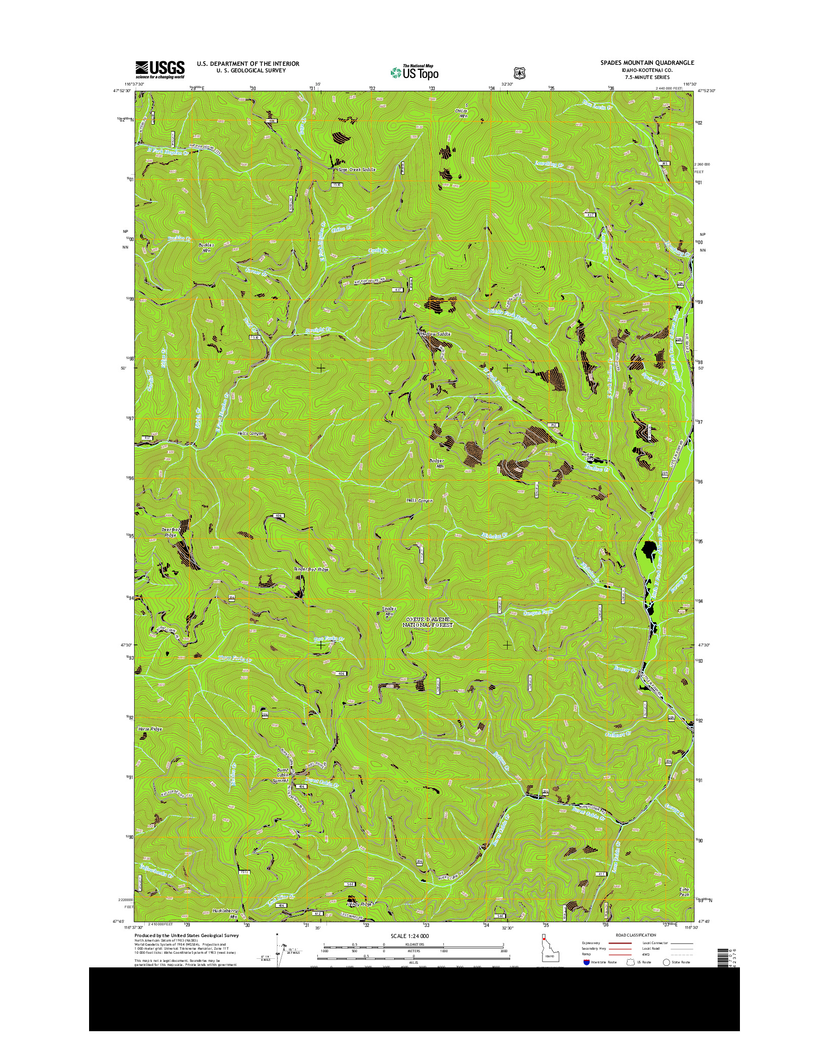 USGS US TOPO 7.5-MINUTE MAP FOR SPADES MOUNTAIN, ID 2013