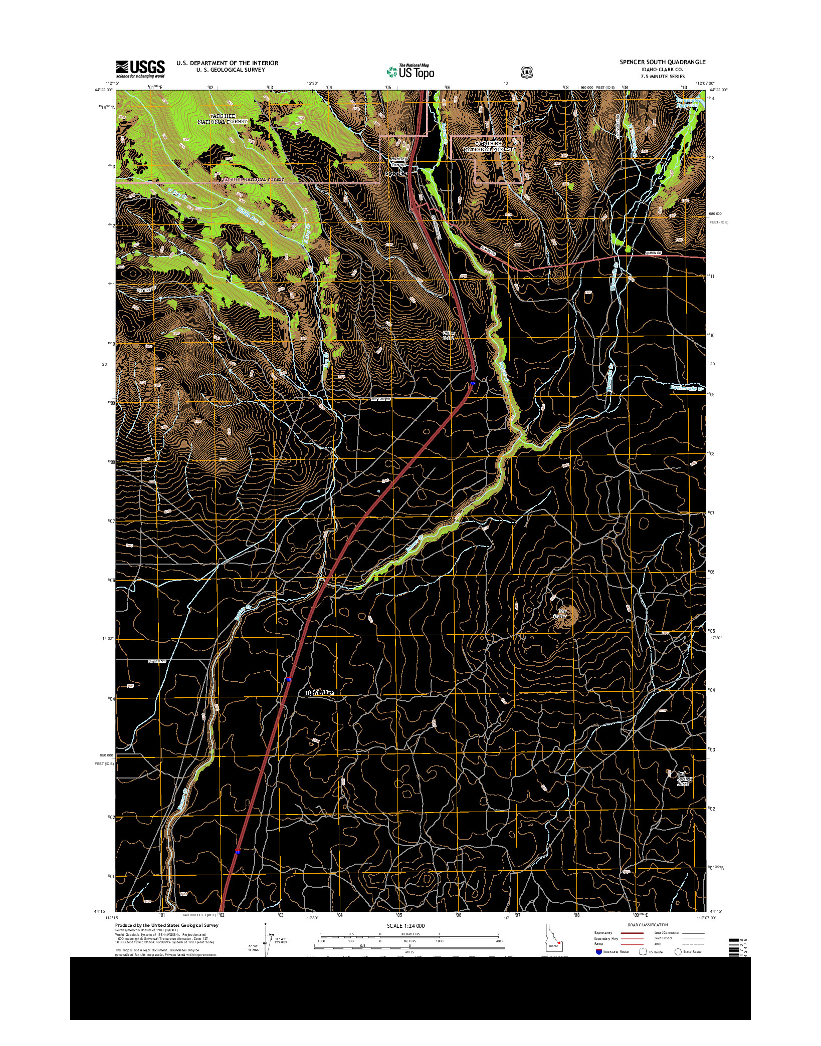 USGS US TOPO 7.5-MINUTE MAP FOR SPENCER SOUTH, ID 2013