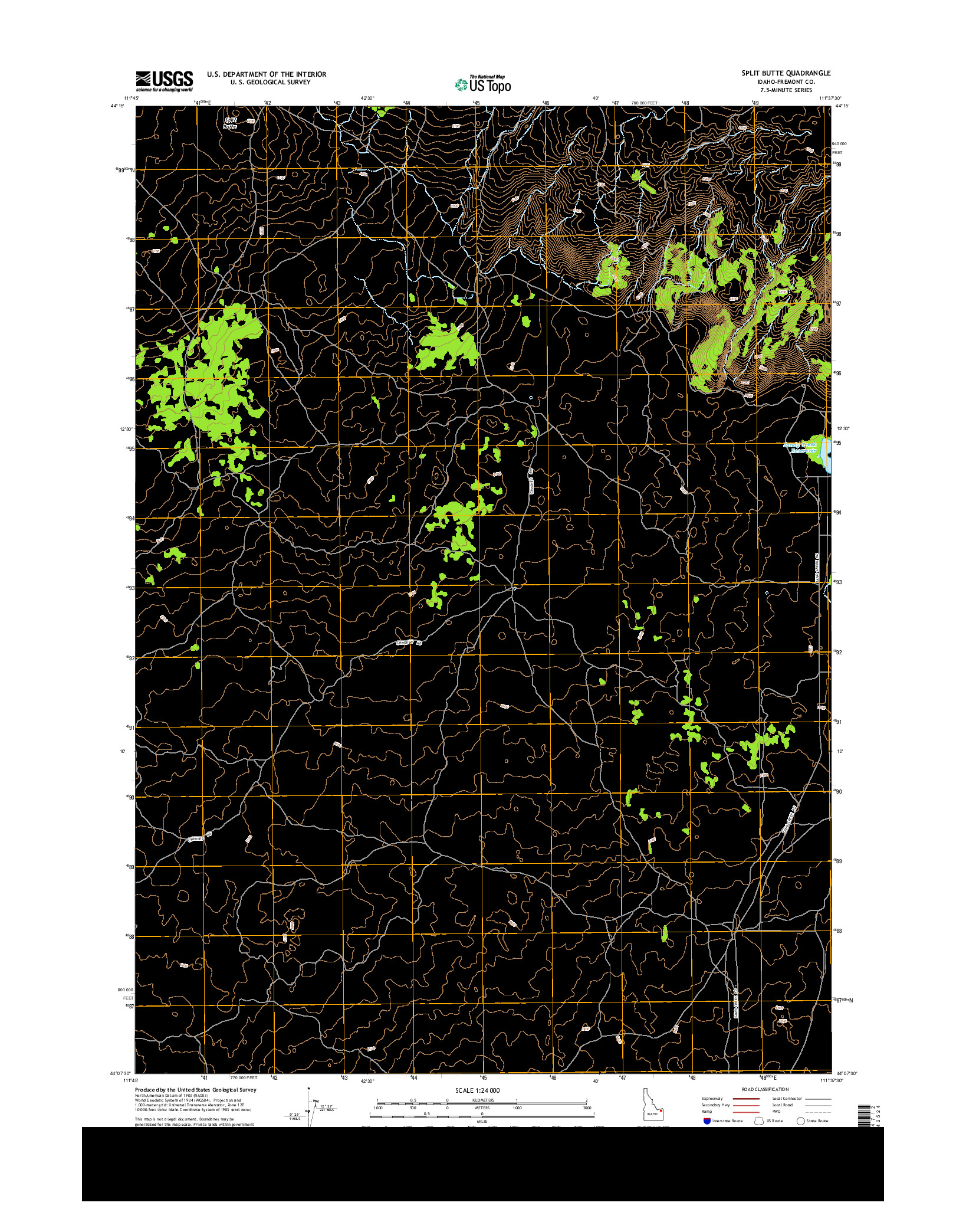 USGS US TOPO 7.5-MINUTE MAP FOR SPLIT BUTTE, ID 2013