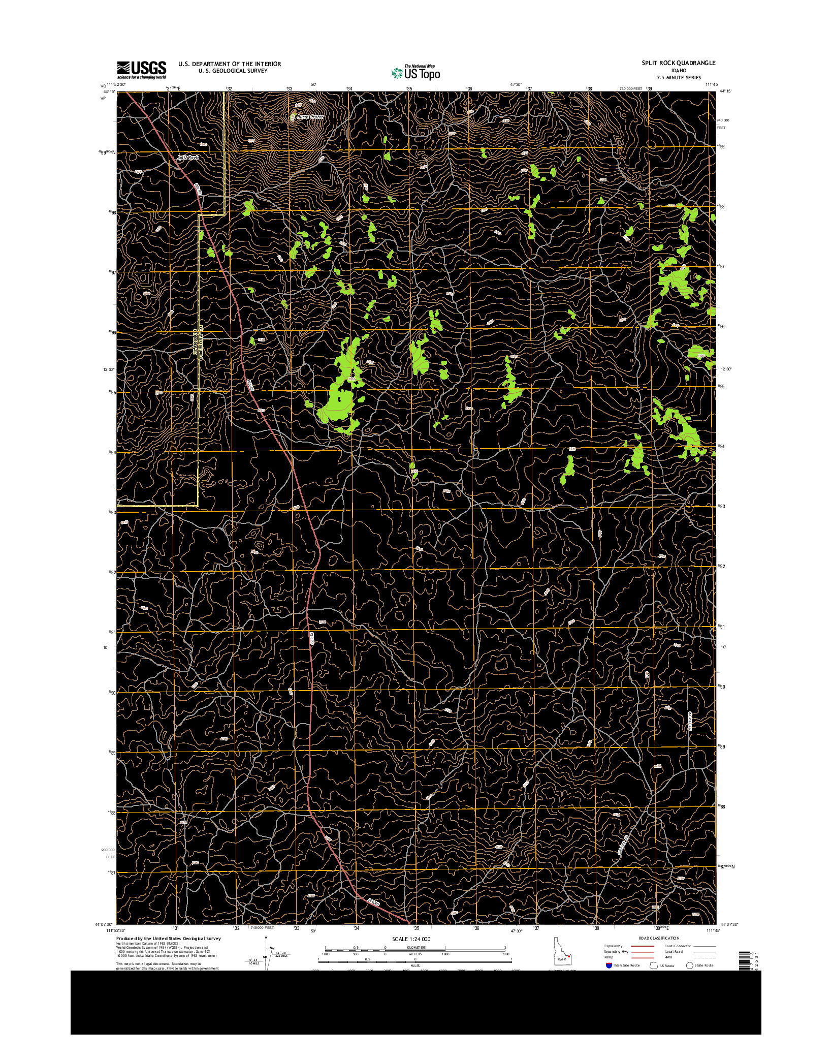 USGS US TOPO 7.5-MINUTE MAP FOR SPLIT ROCK, ID 2013