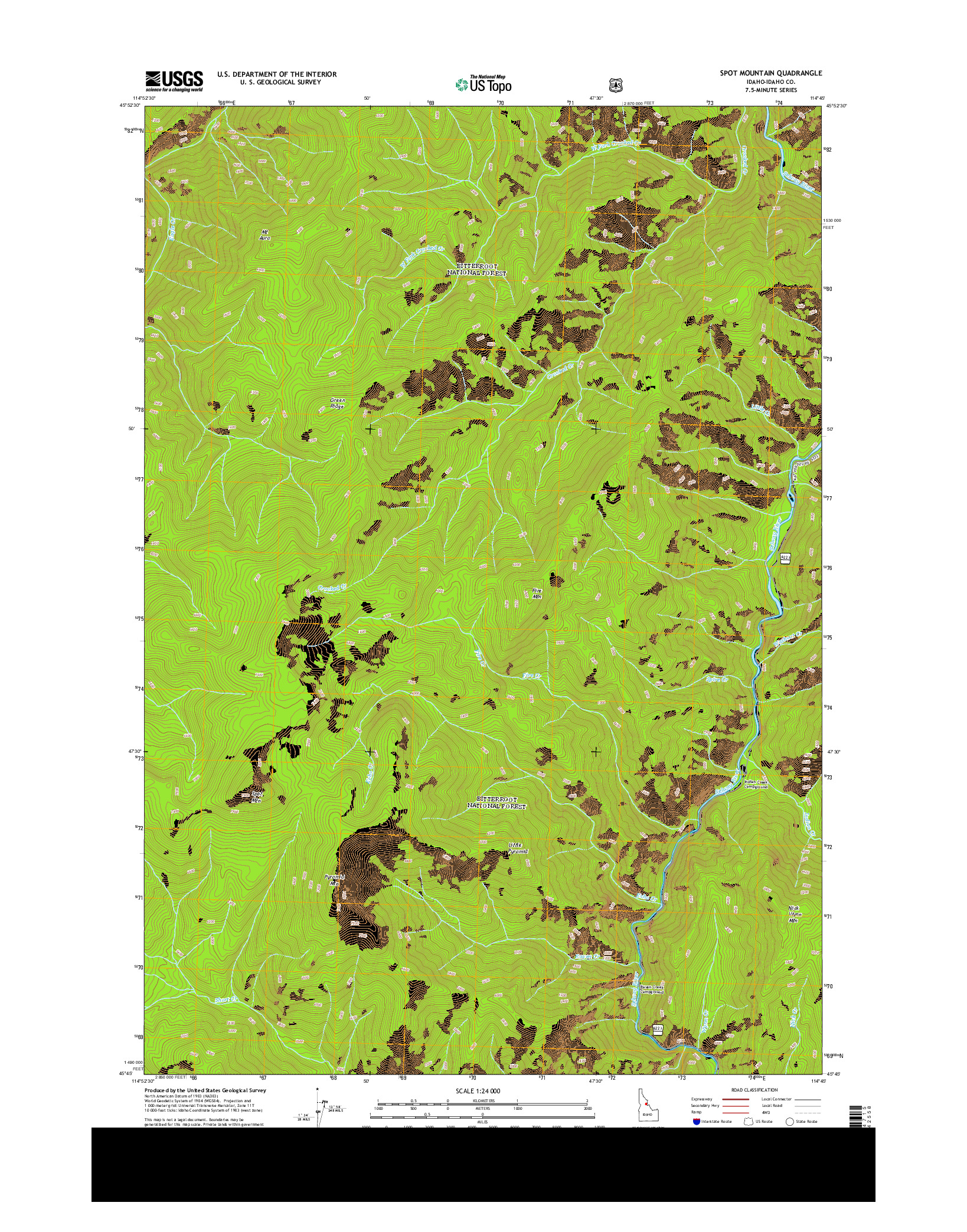 USGS US TOPO 7.5-MINUTE MAP FOR SPOT MOUNTAIN, ID 2013
