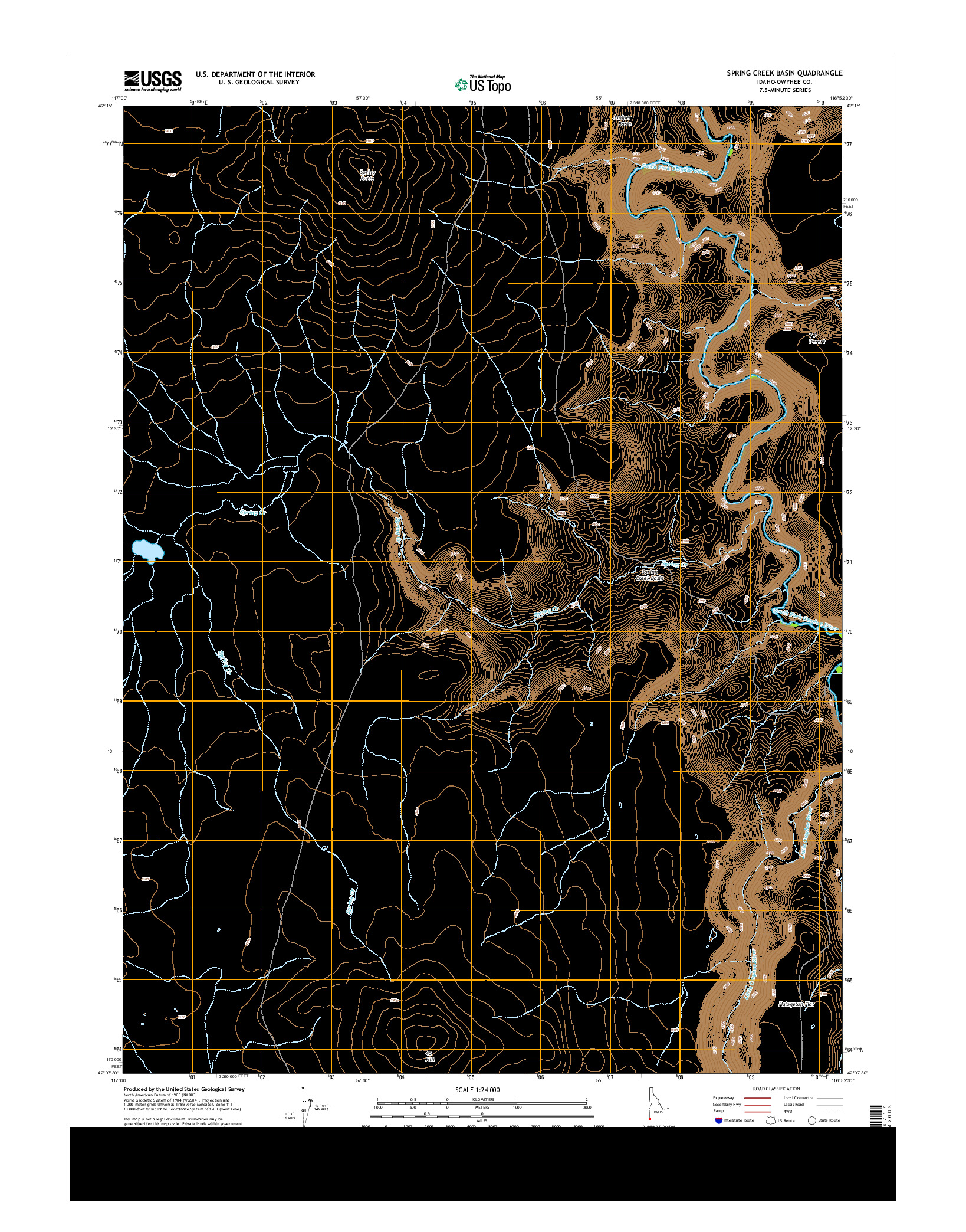 USGS US TOPO 7.5-MINUTE MAP FOR SPRING CREEK BASIN, ID 2013