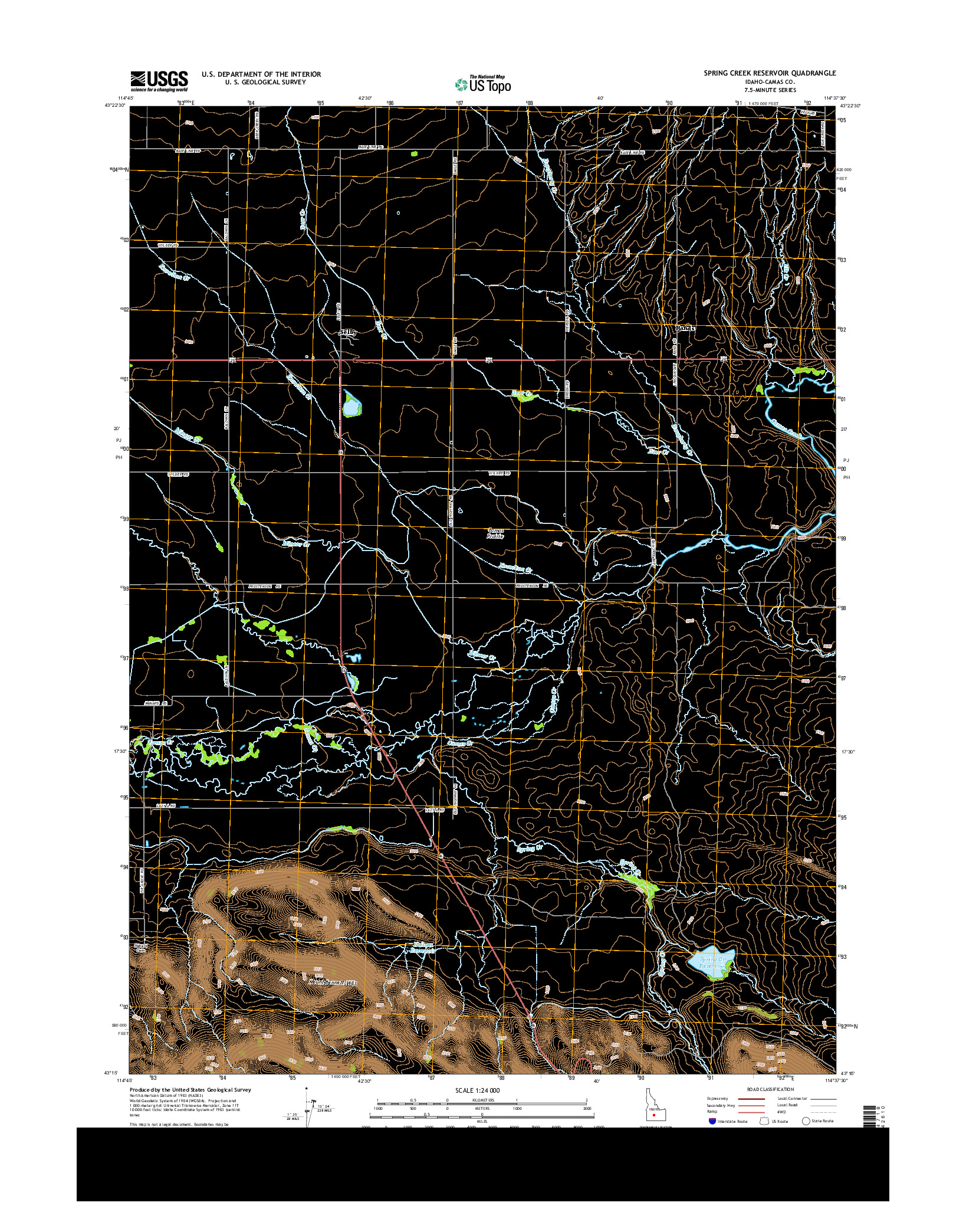 USGS US TOPO 7.5-MINUTE MAP FOR SPRING CREEK RESERVOIR, ID 2013