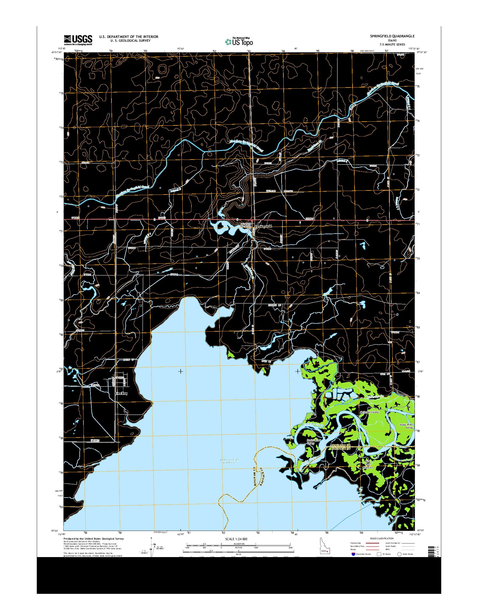 USGS US TOPO 7.5-MINUTE MAP FOR SPRINGFIELD, ID 2013