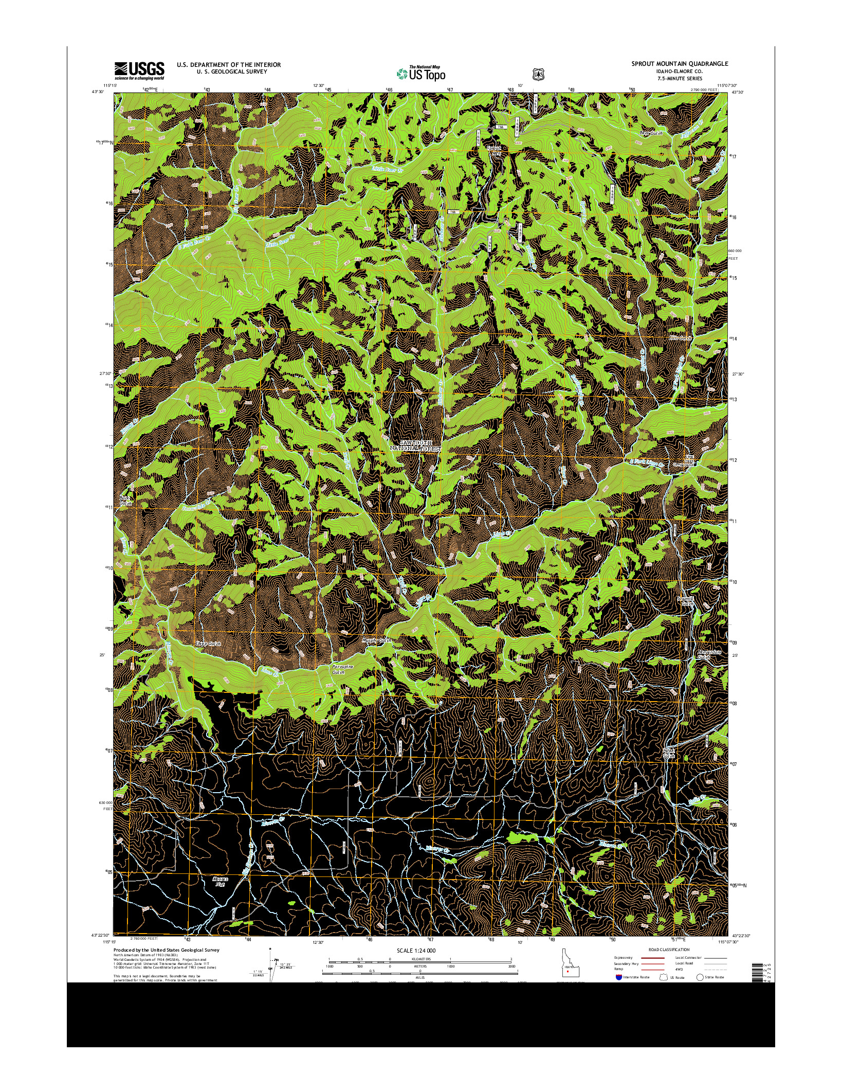 USGS US TOPO 7.5-MINUTE MAP FOR SPROUT MOUNTAIN, ID 2013