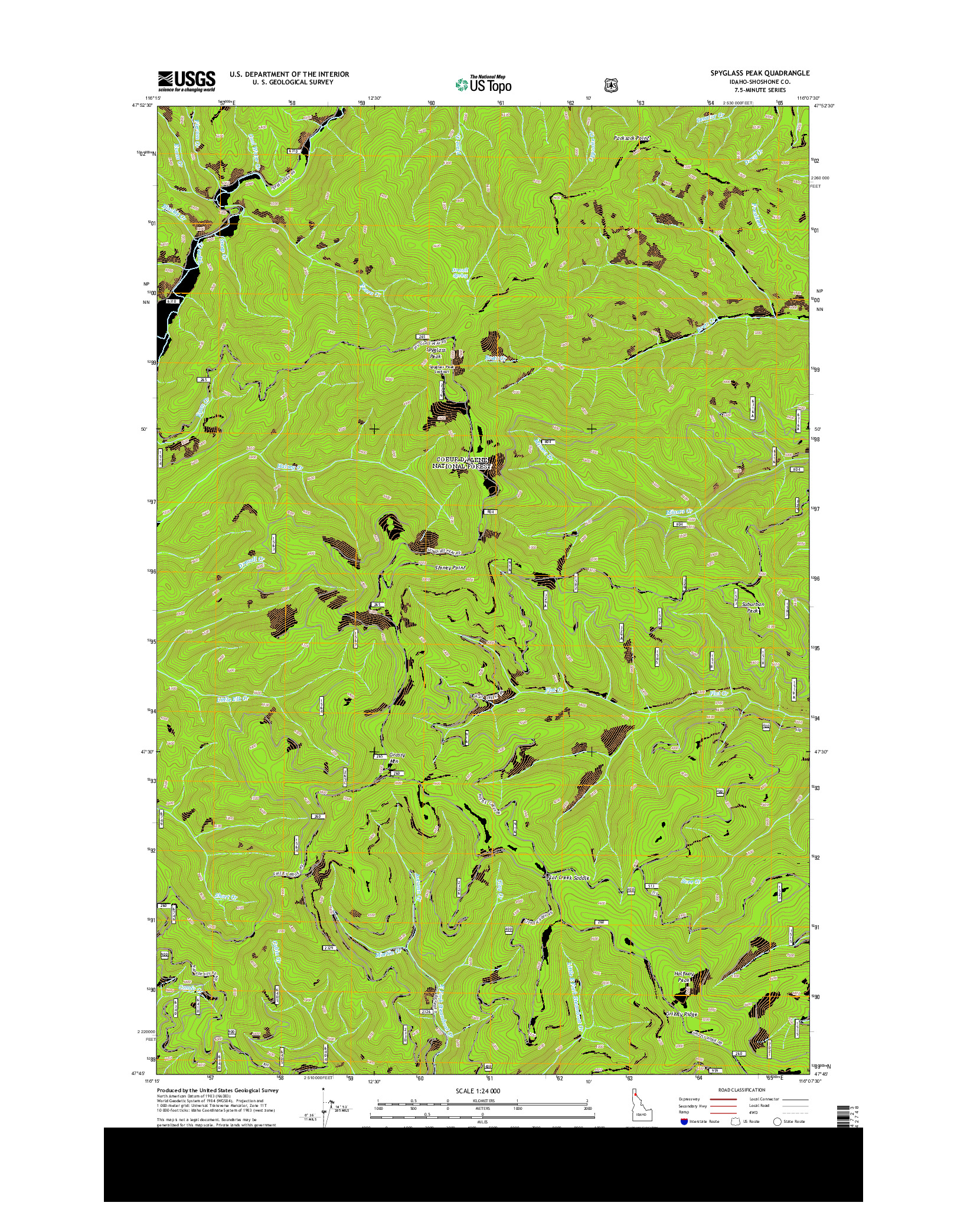 USGS US TOPO 7.5-MINUTE MAP FOR SPYGLASS PEAK, ID 2013