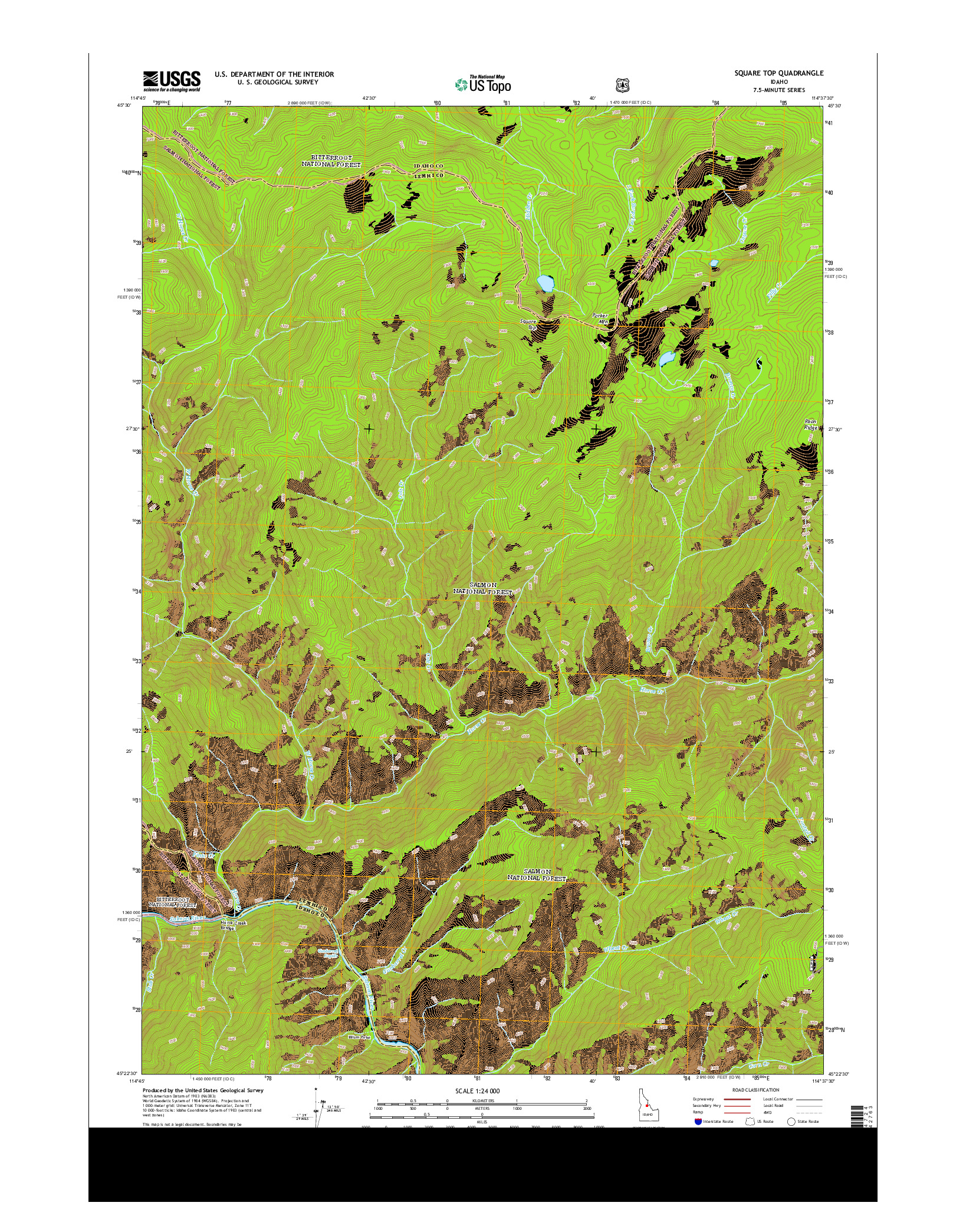 USGS US TOPO 7.5-MINUTE MAP FOR SQUARE TOP, ID 2013