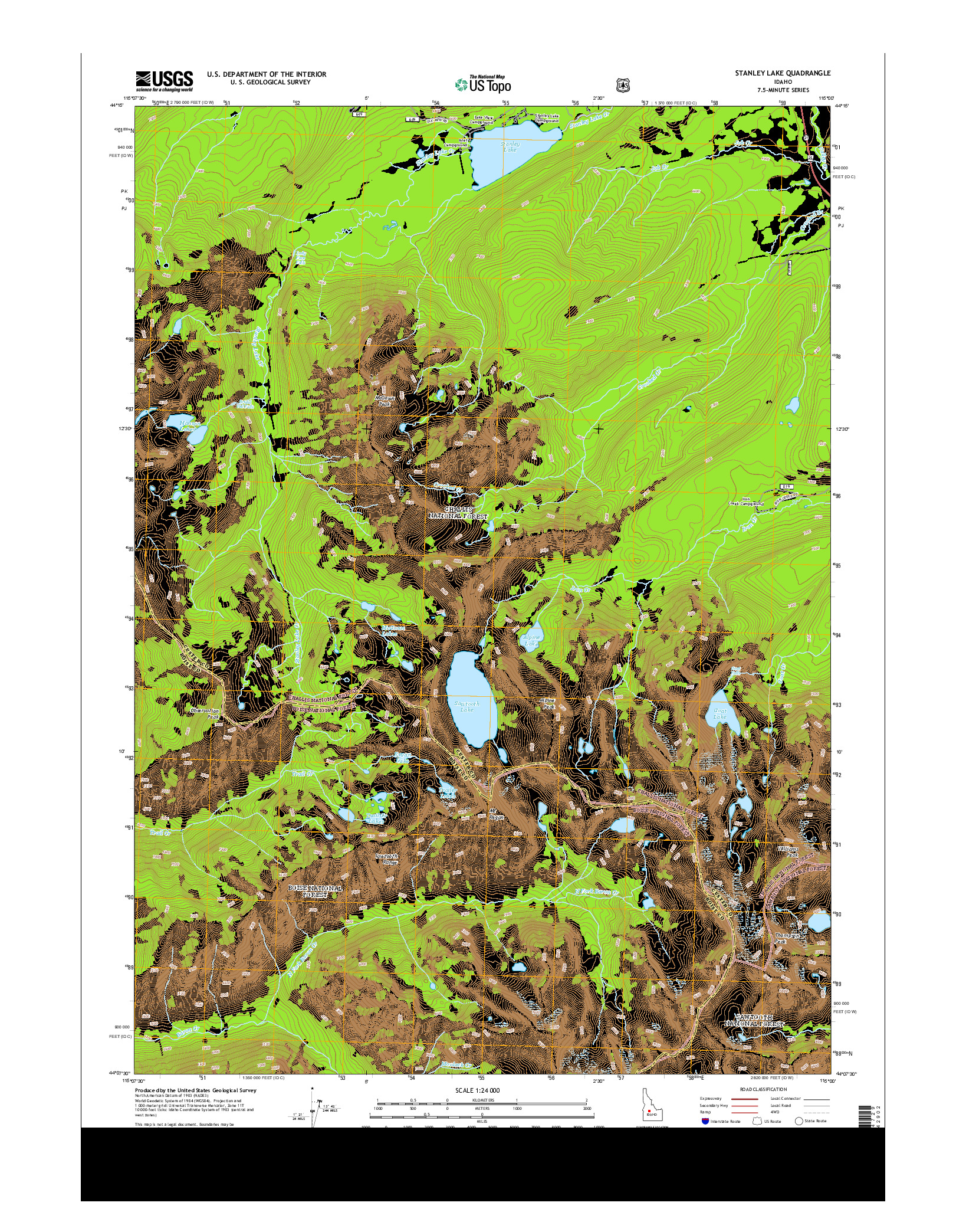 USGS US TOPO 7.5-MINUTE MAP FOR STANLEY LAKE, ID 2013