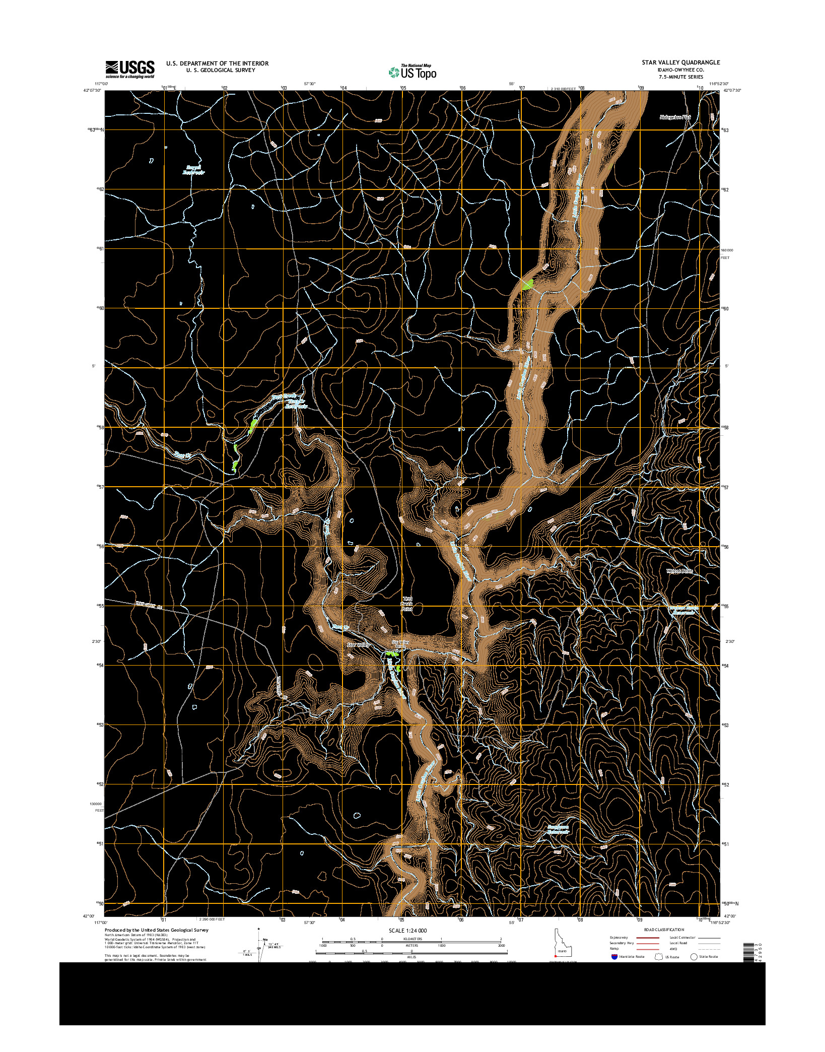 USGS US TOPO 7.5-MINUTE MAP FOR STAR VALLEY, ID 2013