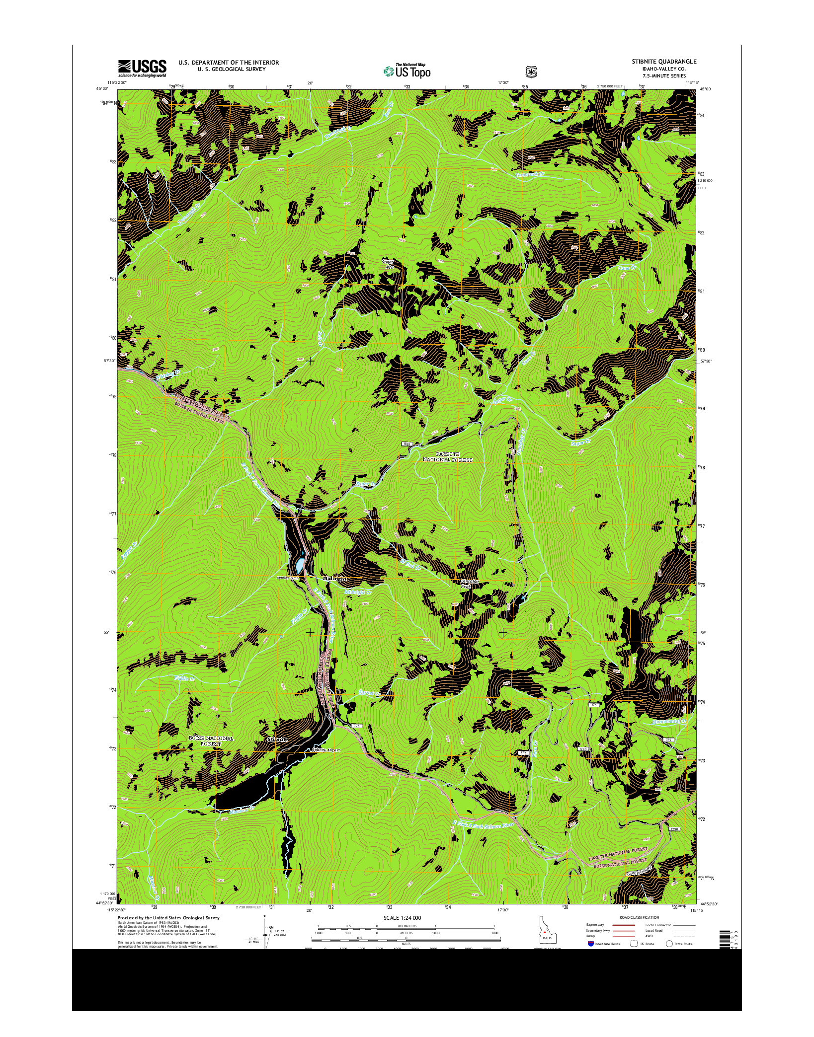 USGS US TOPO 7.5-MINUTE MAP FOR STIBNITE, ID 2013