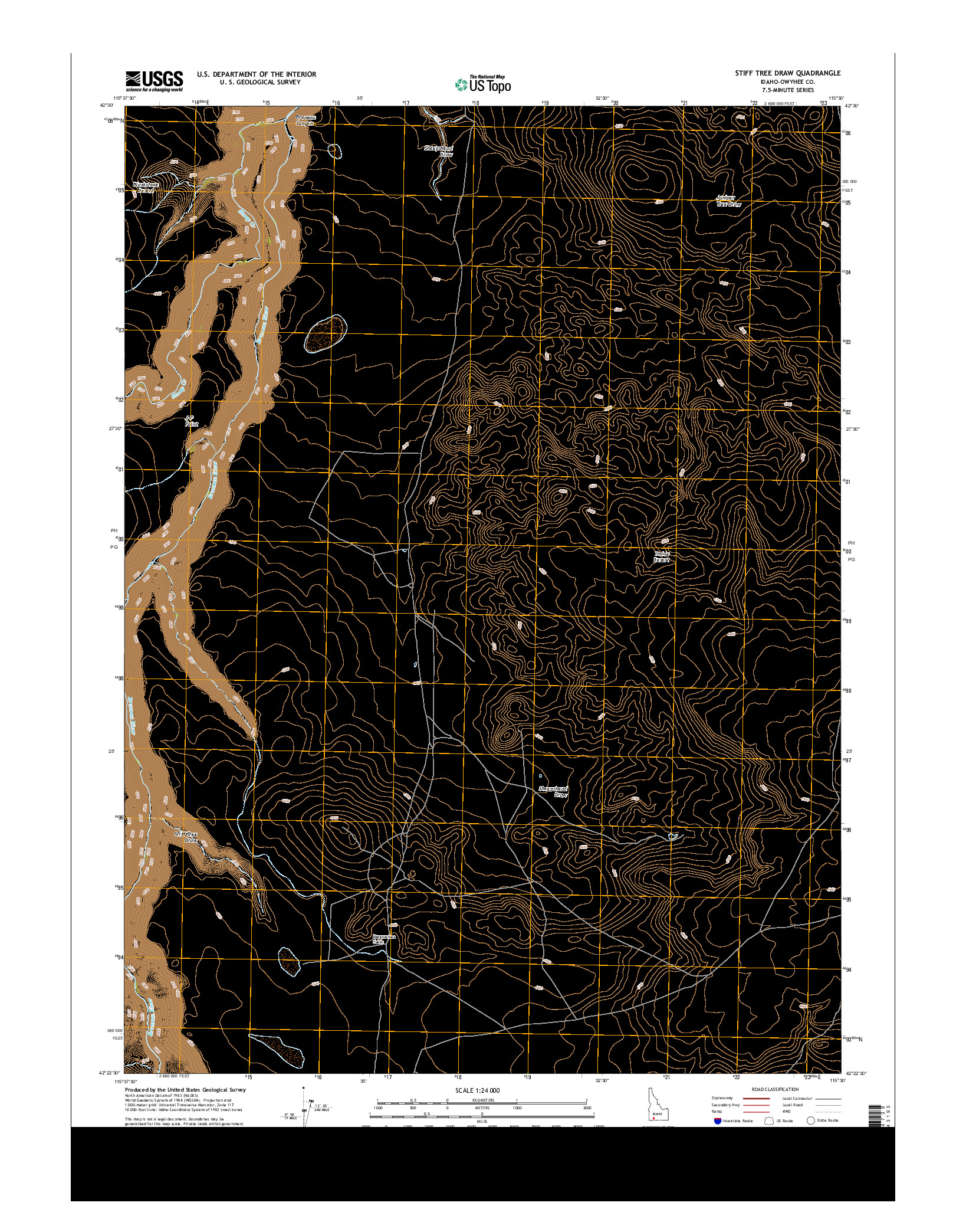 USGS US TOPO 7.5-MINUTE MAP FOR STIFF TREE DRAW, ID 2013