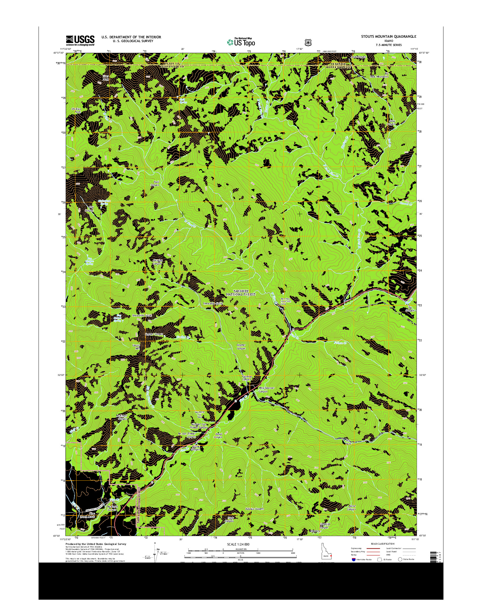 USGS US TOPO 7.5-MINUTE MAP FOR STOUTS MOUNTAIN, ID 2013