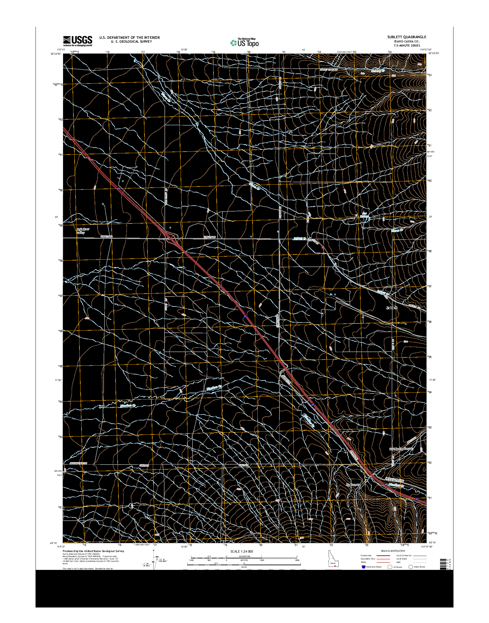 USGS US TOPO 7.5-MINUTE MAP FOR SUBLETT, ID 2013