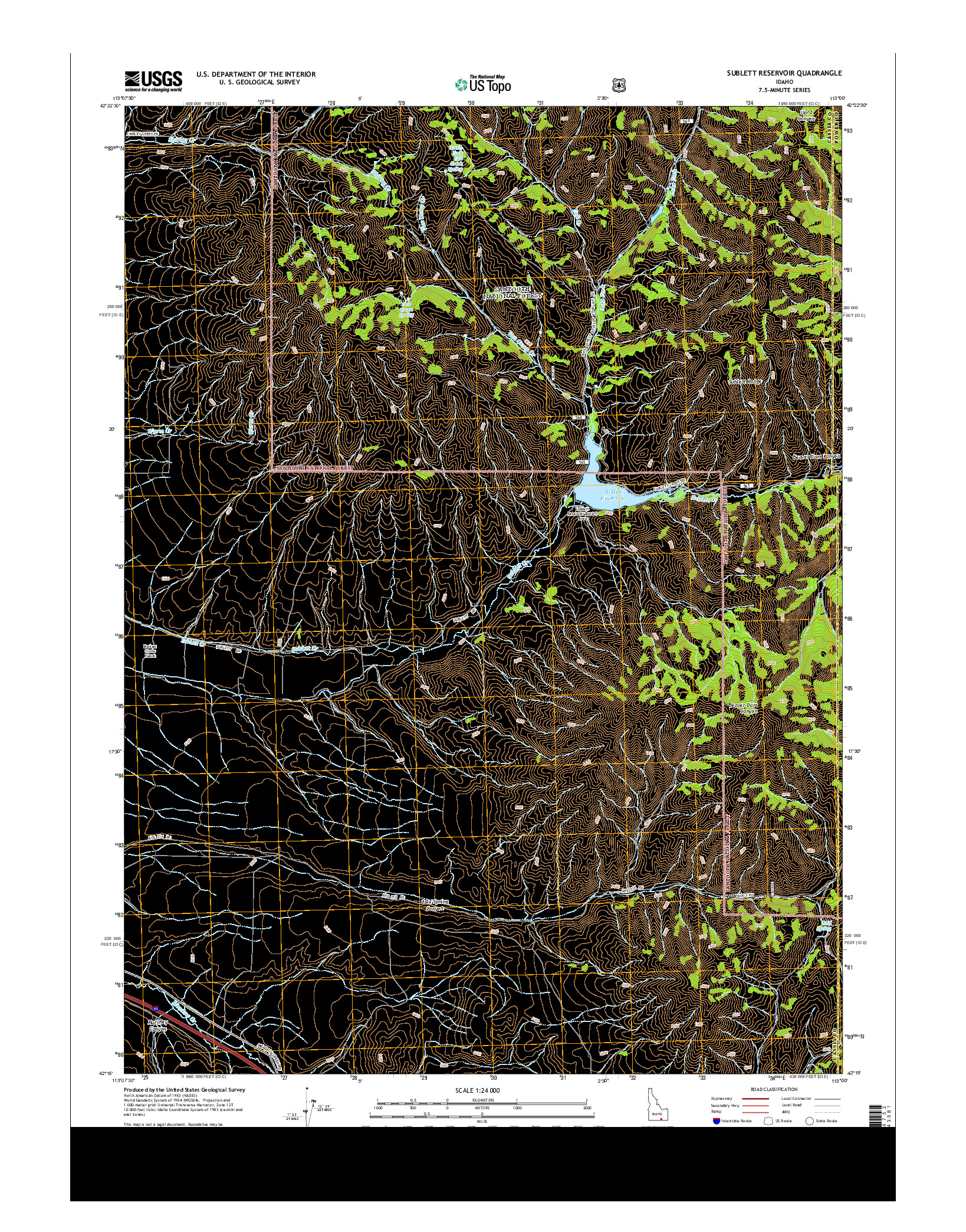USGS US TOPO 7.5-MINUTE MAP FOR SUBLETT RESERVOIR, ID 2013
