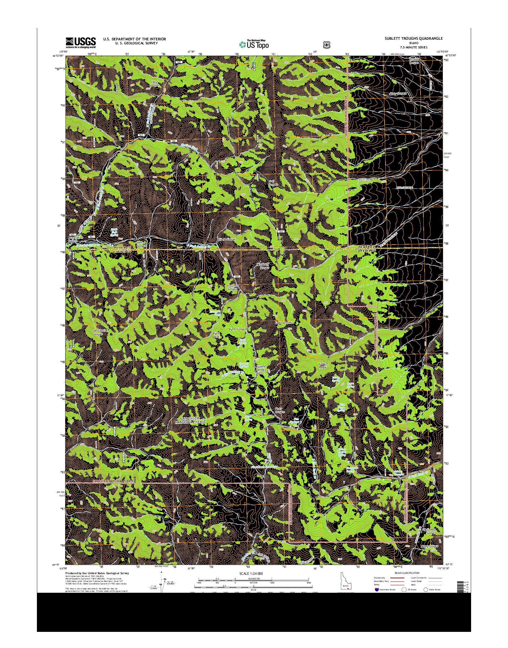 USGS US TOPO 7.5-MINUTE MAP FOR SUBLETT TROUGHS, ID 2013
