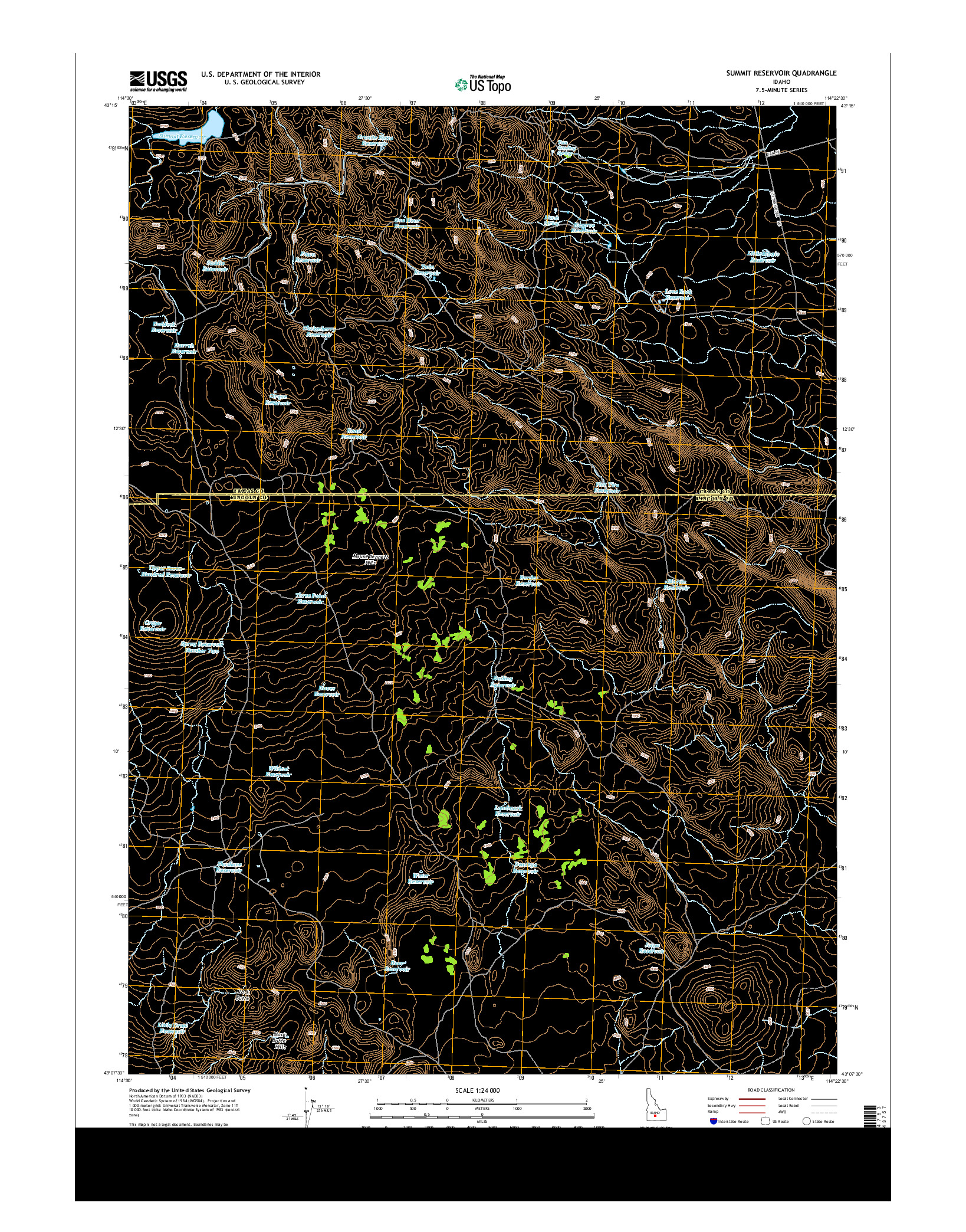 USGS US TOPO 7.5-MINUTE MAP FOR SUMMIT RESERVOIR, ID 2013