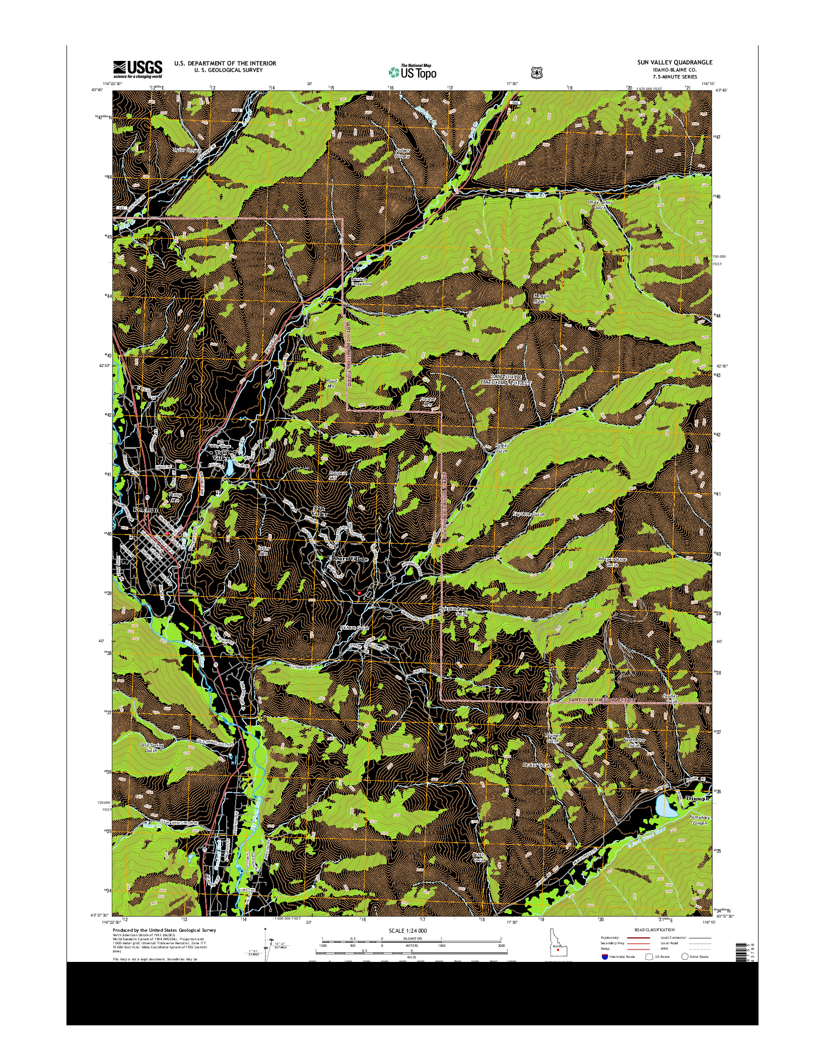 USGS US TOPO 7.5-MINUTE MAP FOR SUN VALLEY, ID 2013