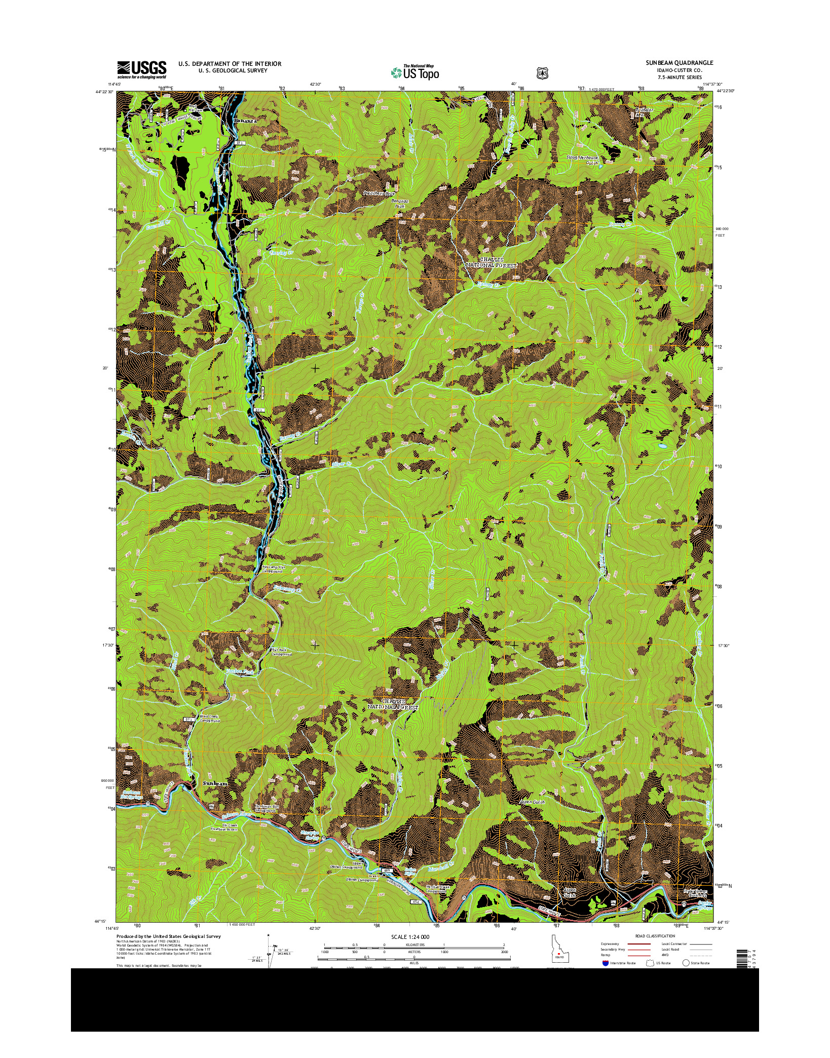 USGS US TOPO 7.5-MINUTE MAP FOR SUNBEAM, ID 2013
