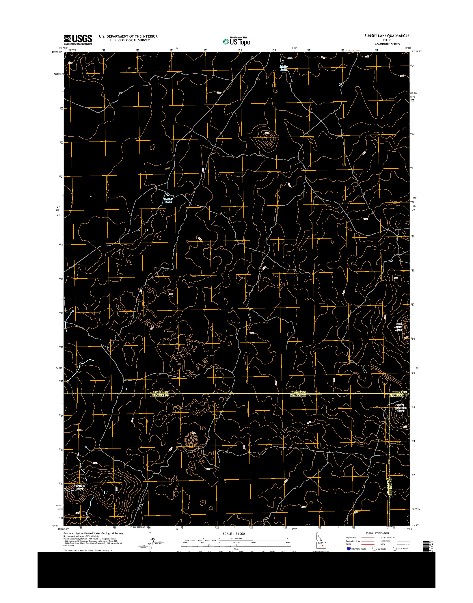 USGS US TOPO 7.5-MINUTE MAP FOR SUNSET LAKE, ID 2013