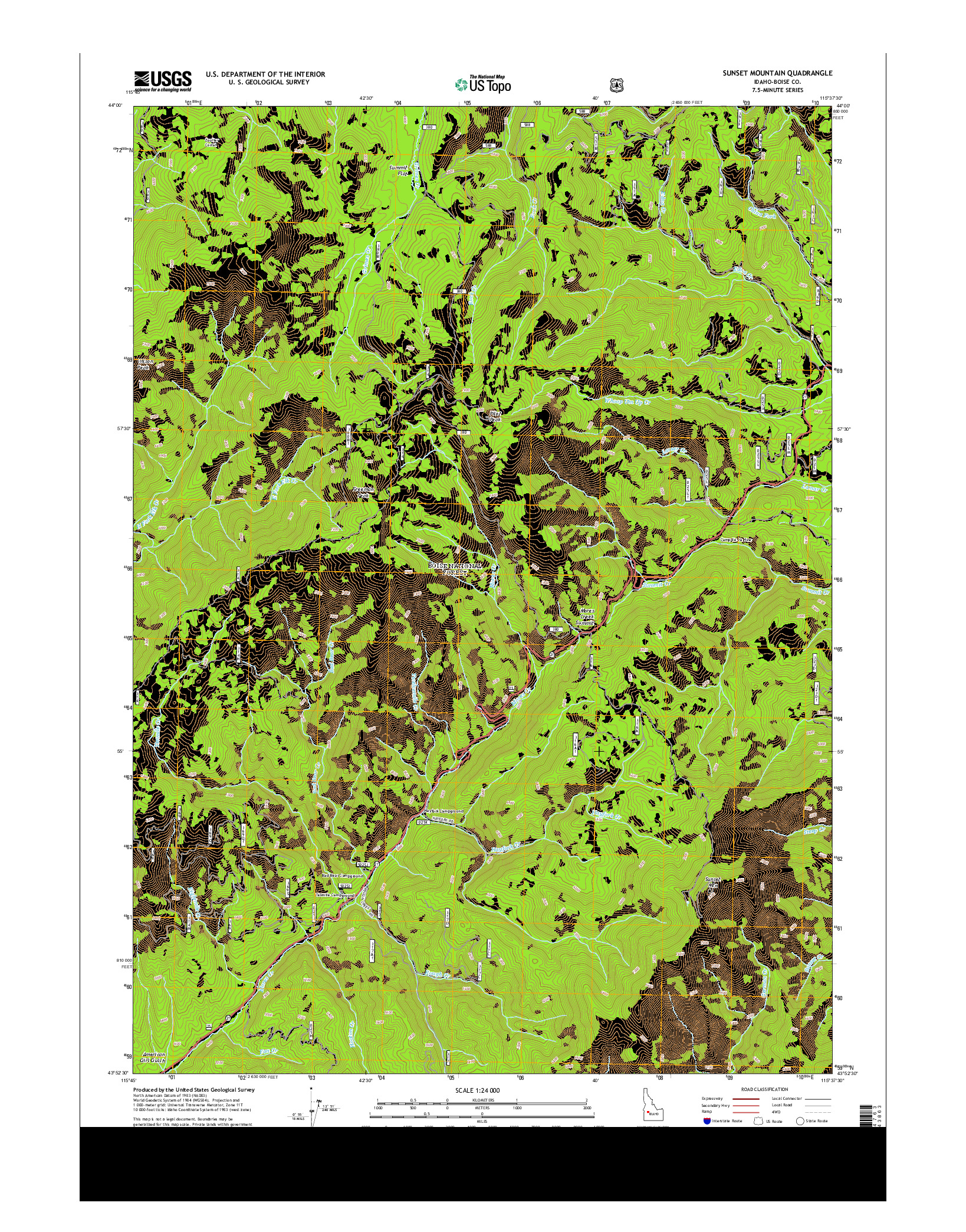 USGS US TOPO 7.5-MINUTE MAP FOR SUNSET MOUNTAIN, ID 2013