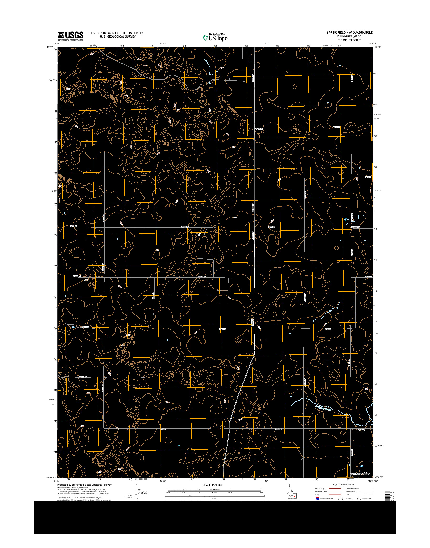 USGS US TOPO 7.5-MINUTE MAP FOR SPRINGFIELD NW, ID 2013