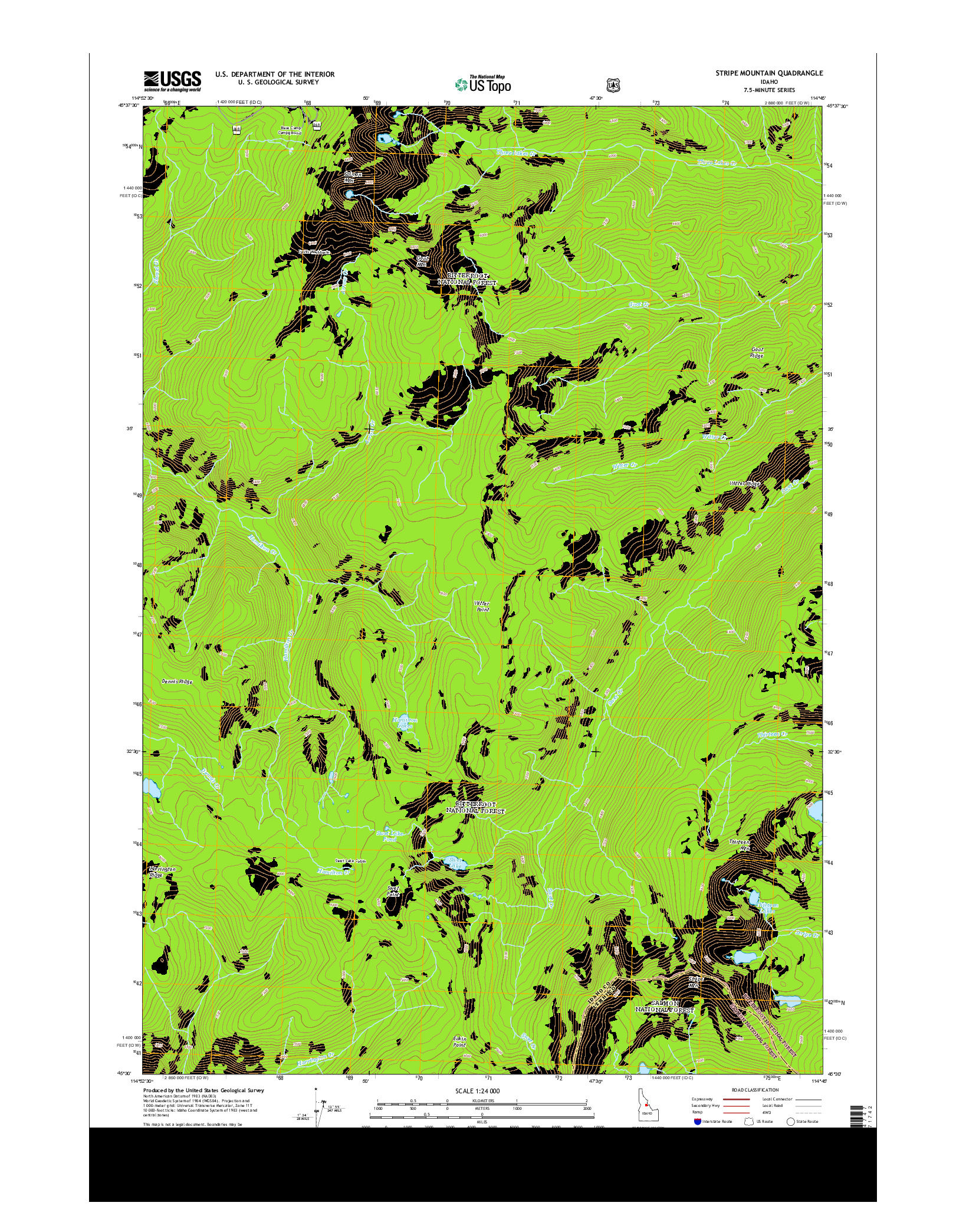 USGS US TOPO 7.5-MINUTE MAP FOR STRIPE MOUNTAIN, ID 2013