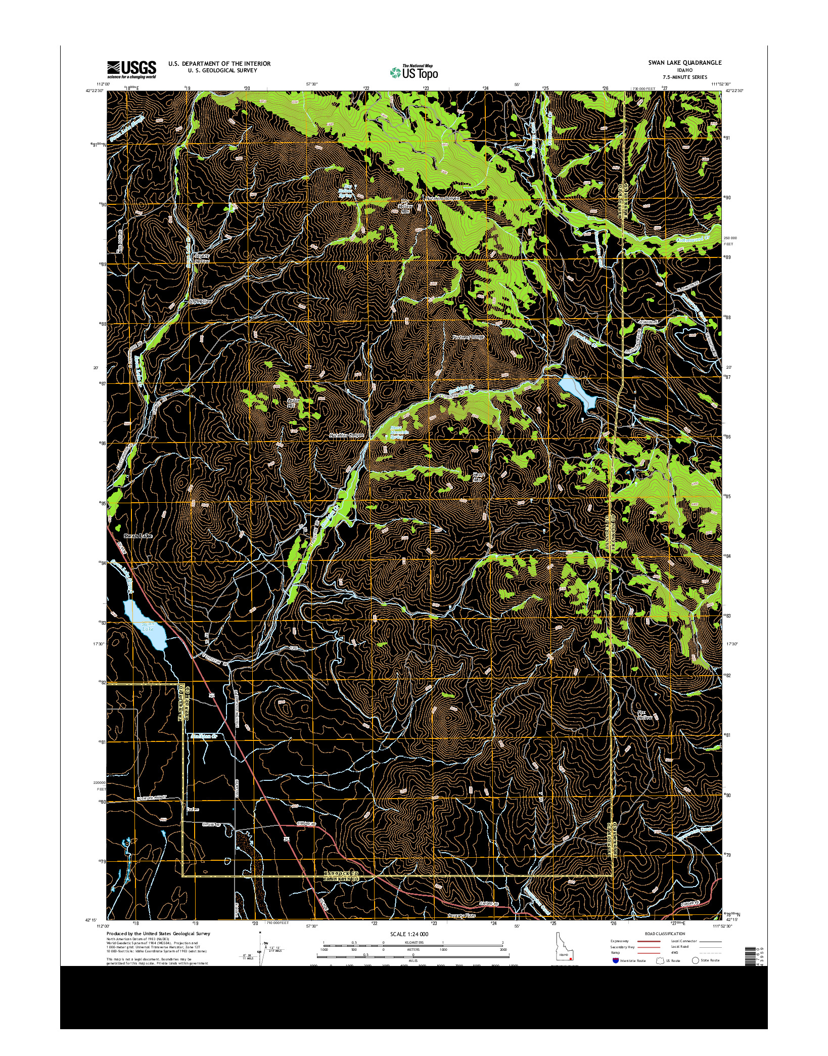 USGS US TOPO 7.5-MINUTE MAP FOR SWAN LAKE, ID 2013