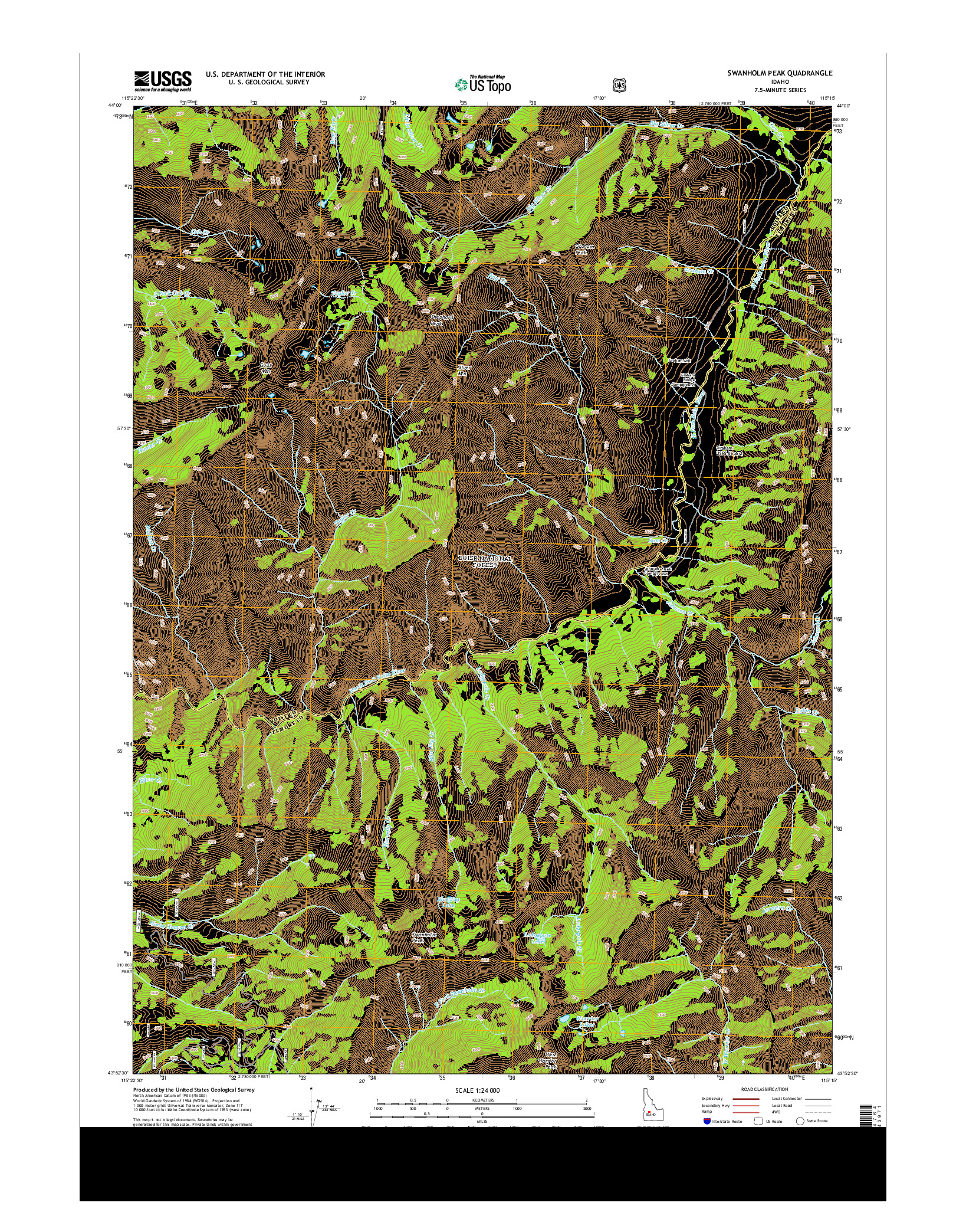 USGS US TOPO 7.5-MINUTE MAP FOR SWANHOLM PEAK, ID 2013