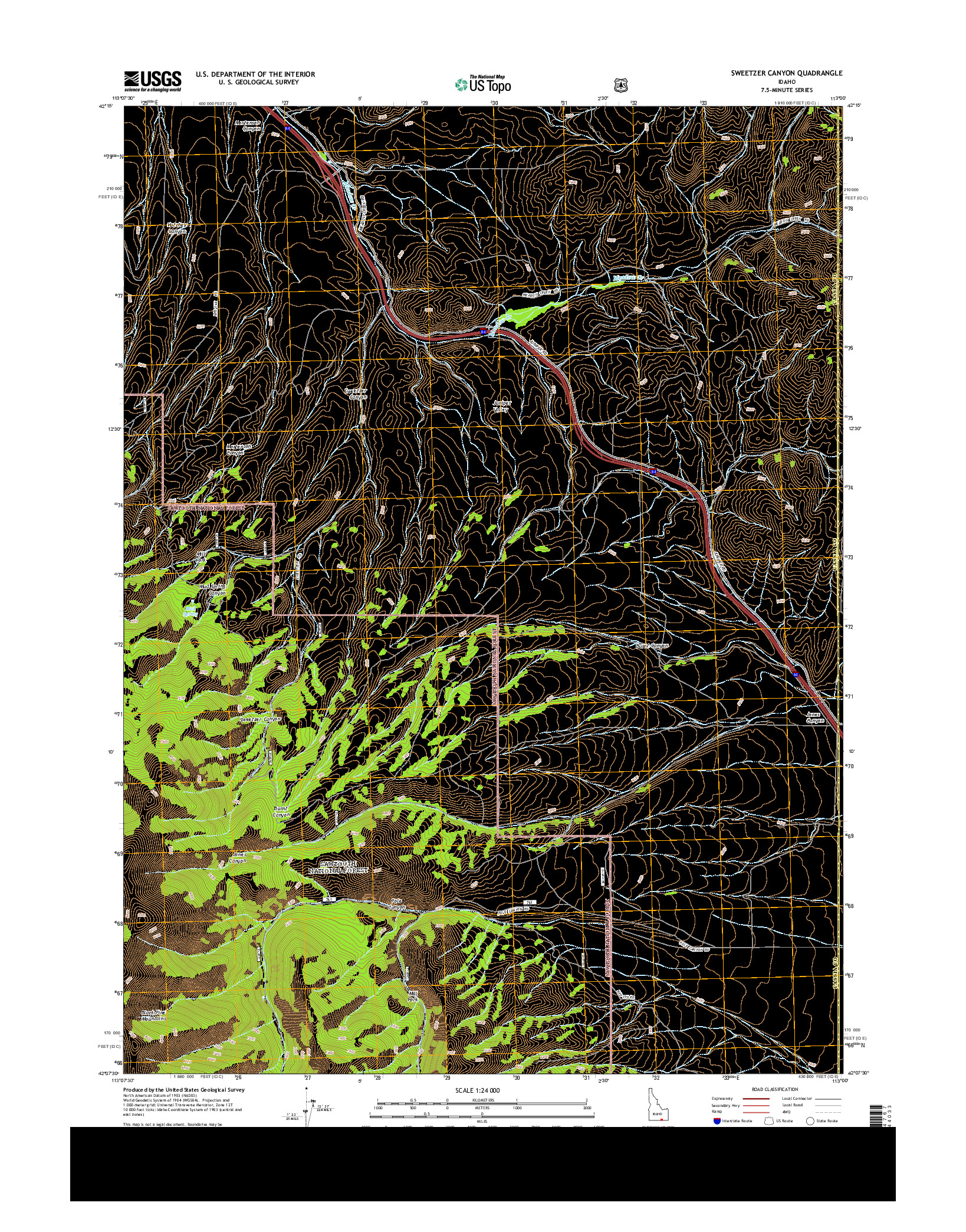 USGS US TOPO 7.5-MINUTE MAP FOR SWEETZER CANYON, ID 2013