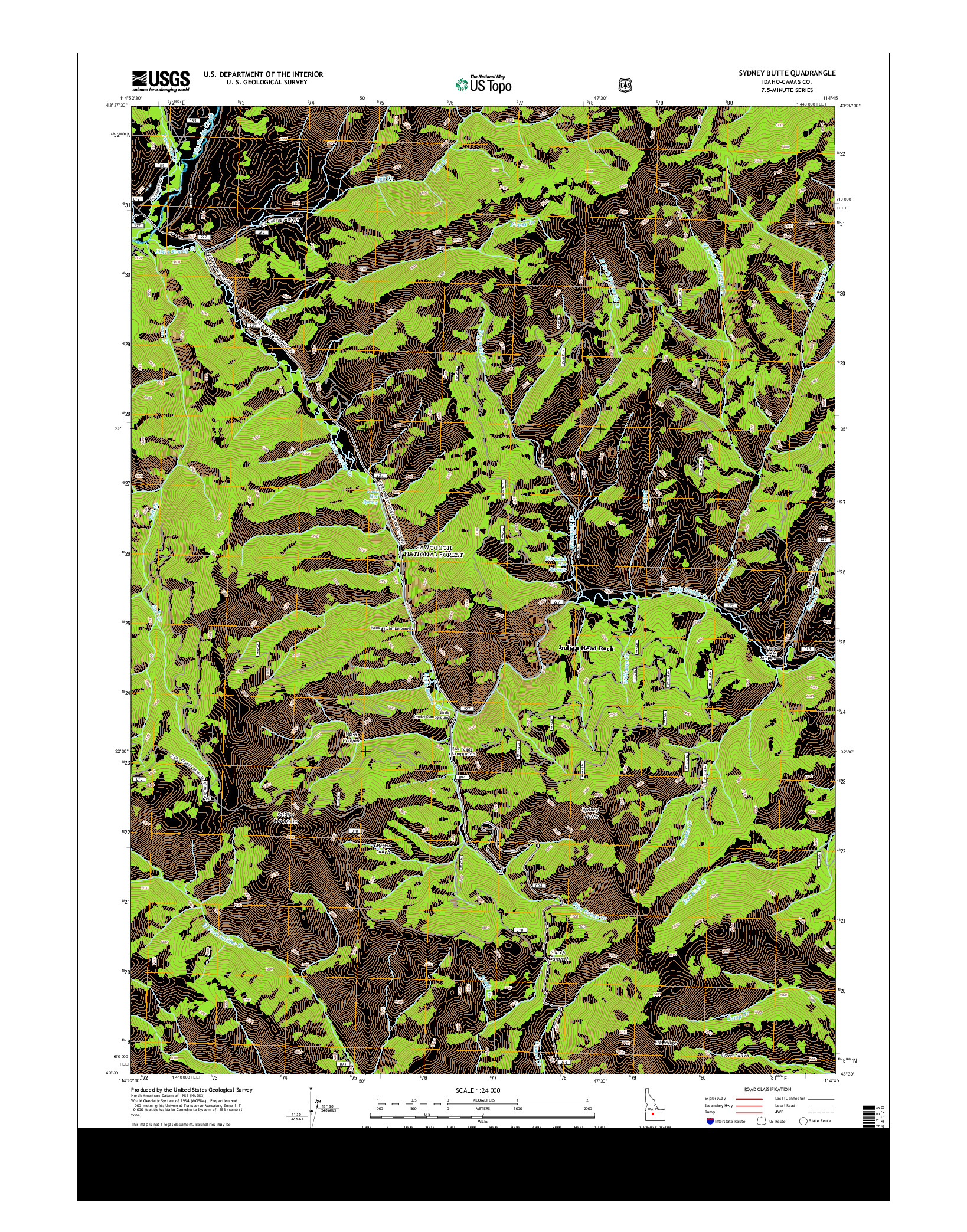 USGS US TOPO 7.5-MINUTE MAP FOR SYDNEY BUTTE, ID 2013