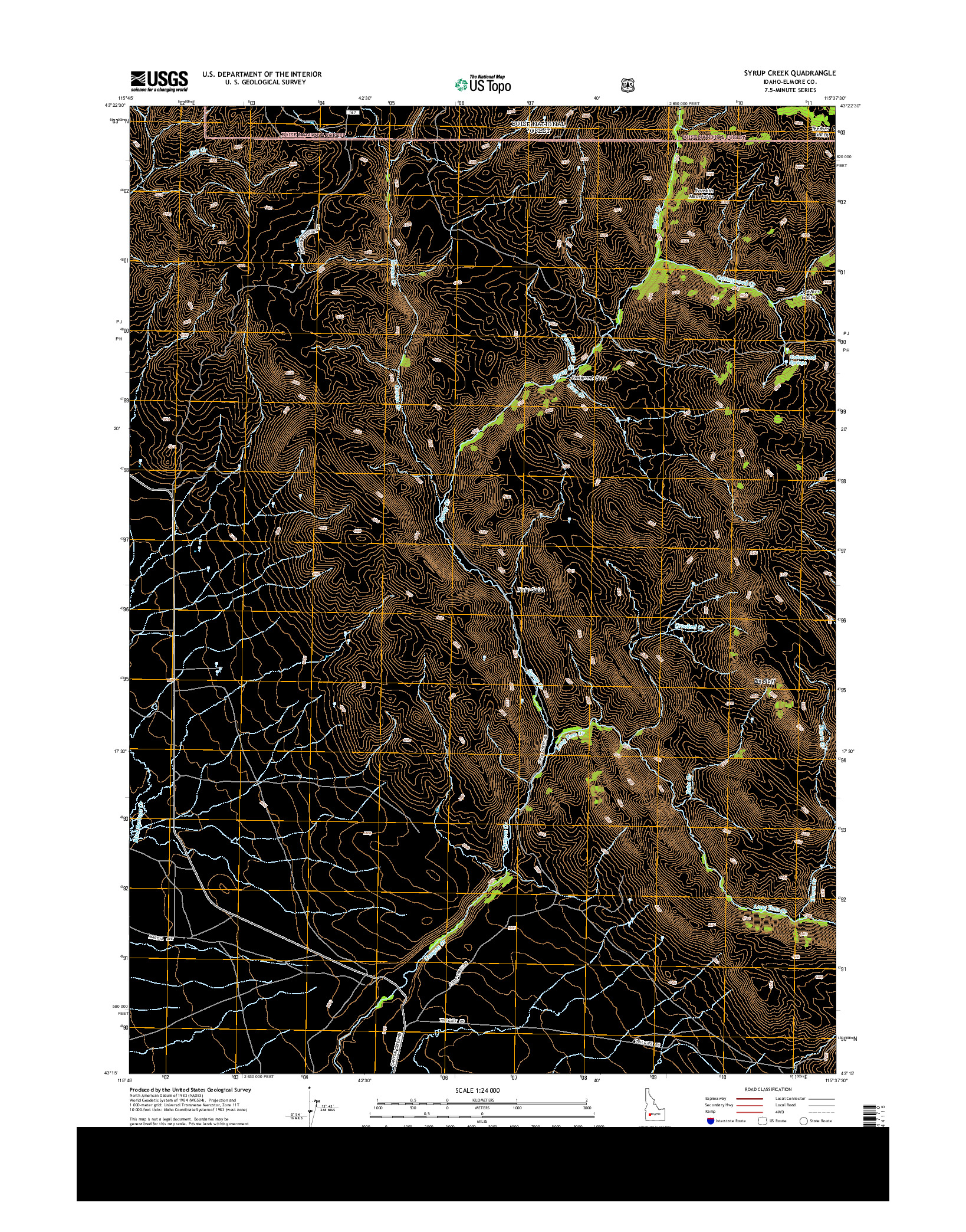 USGS US TOPO 7.5-MINUTE MAP FOR SYRUP CREEK, ID 2013