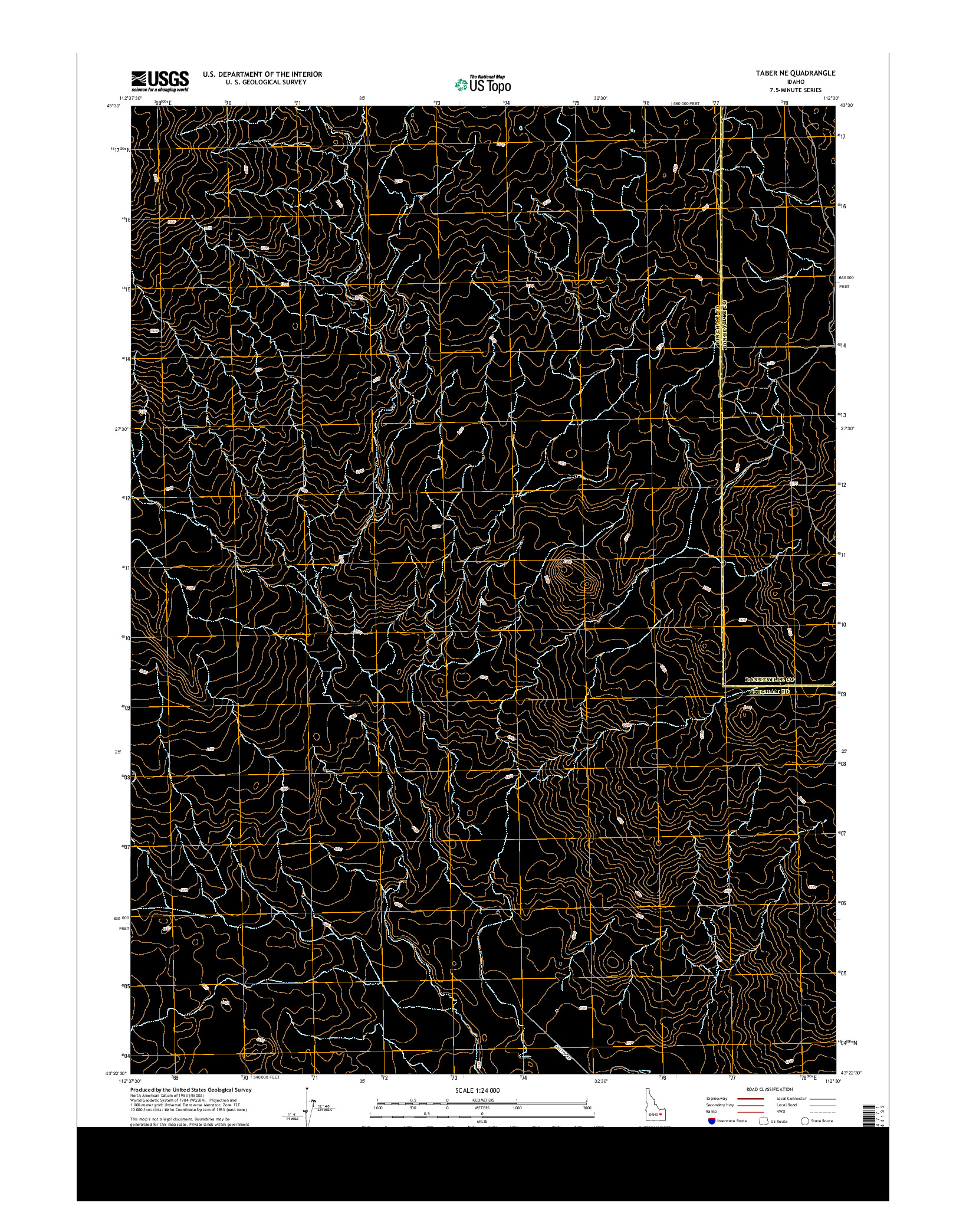 USGS US TOPO 7.5-MINUTE MAP FOR TABER NE, ID 2013
