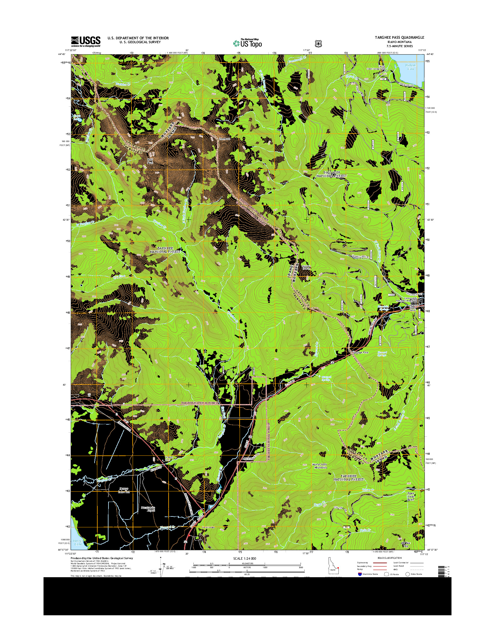 USGS US TOPO 7.5-MINUTE MAP FOR TARGHEE PASS, ID-MT 2013