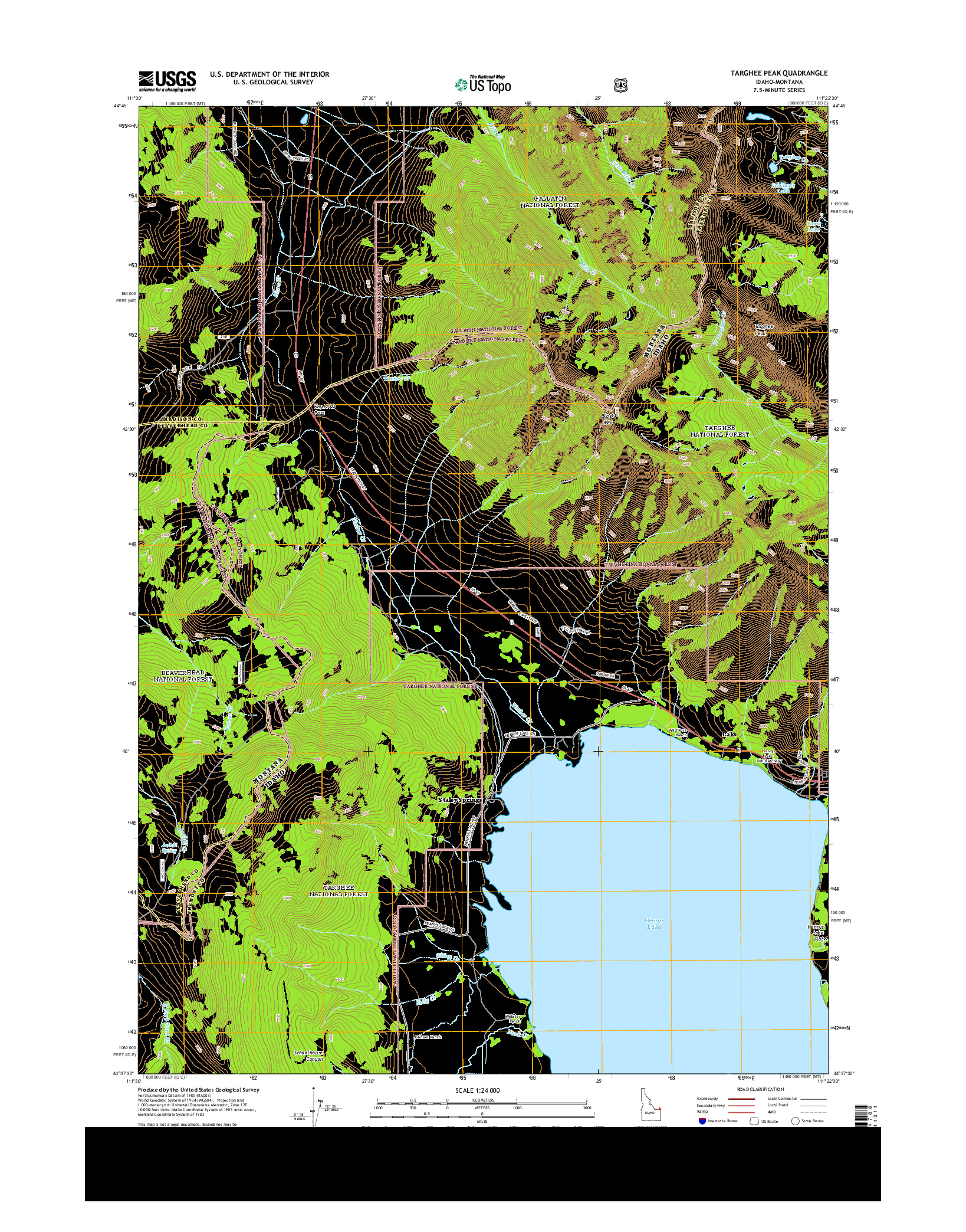 USGS US TOPO 7.5-MINUTE MAP FOR TARGHEE PEAK, ID-MT 2013