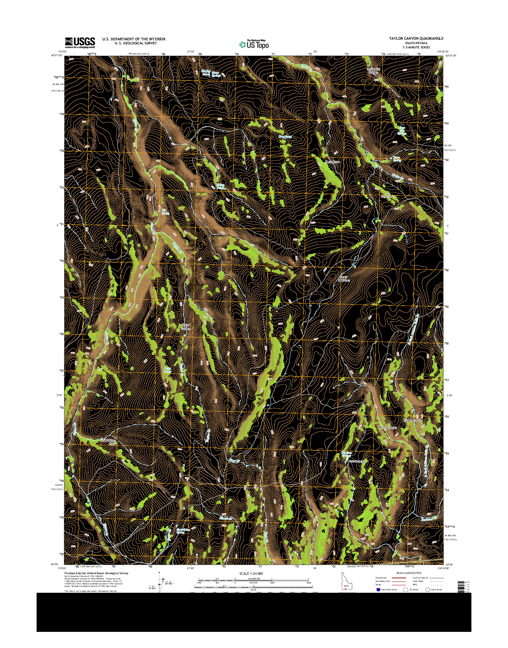 USGS US TOPO 7.5-MINUTE MAP FOR TAYLOR CANYON, ID-NV 2013