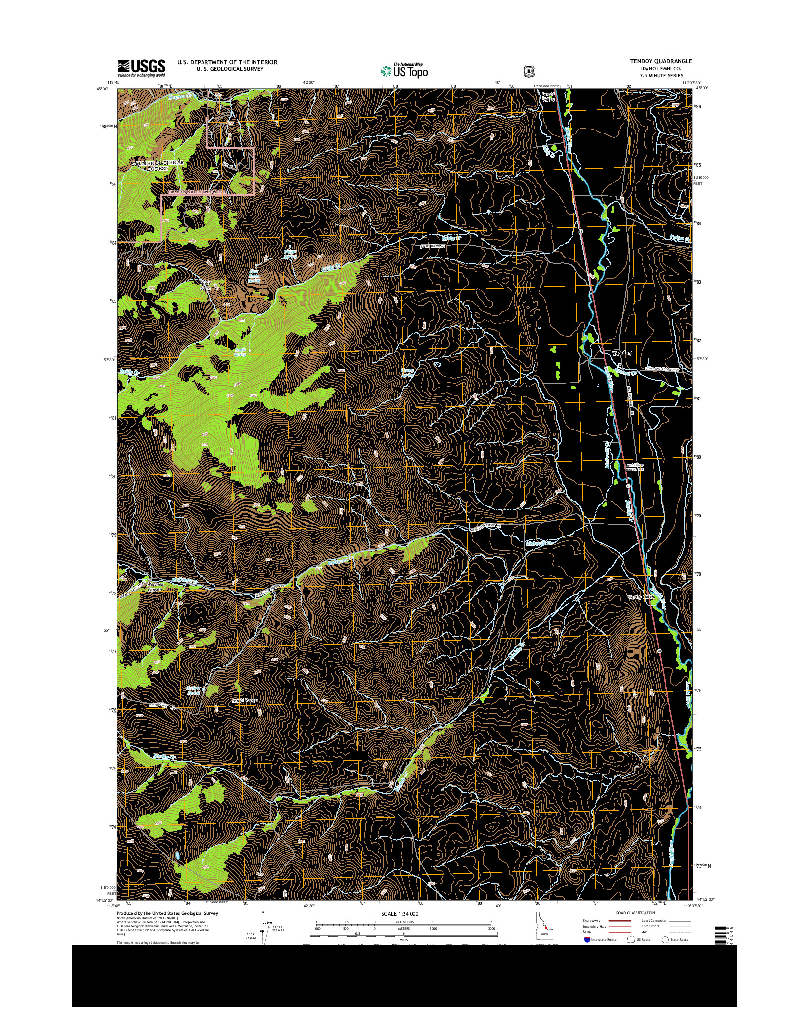 USGS US TOPO 7.5-MINUTE MAP FOR TENDOY, ID 2013