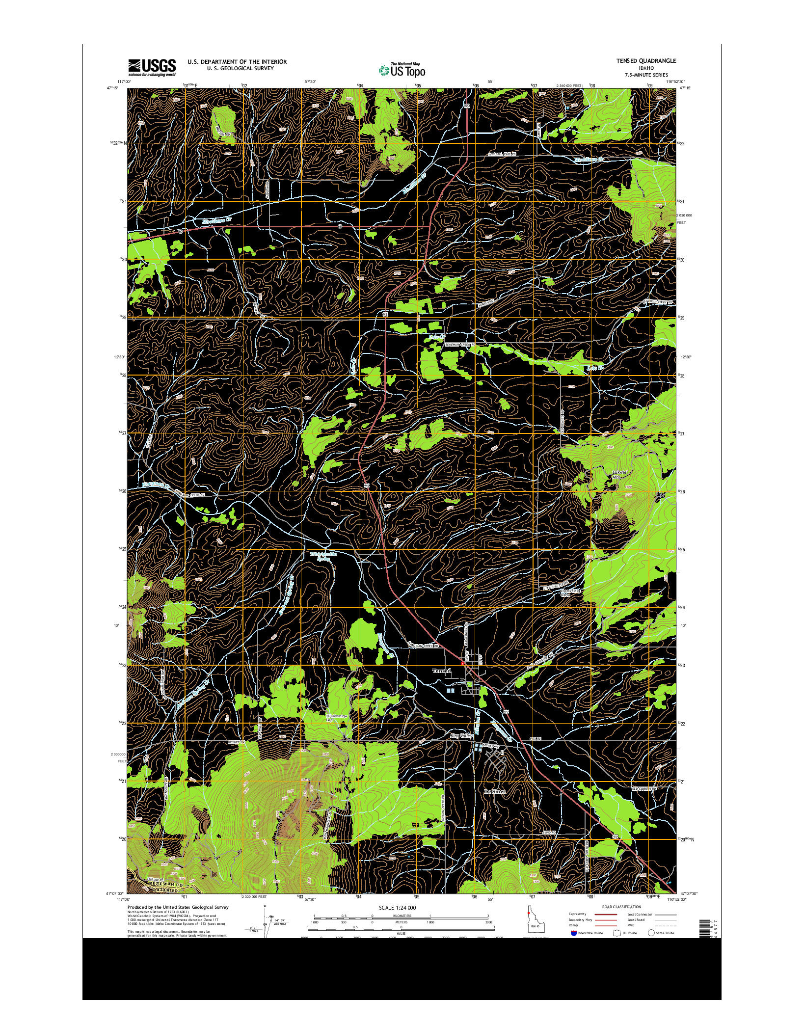 USGS US TOPO 7.5-MINUTE MAP FOR TENSED, ID 2013