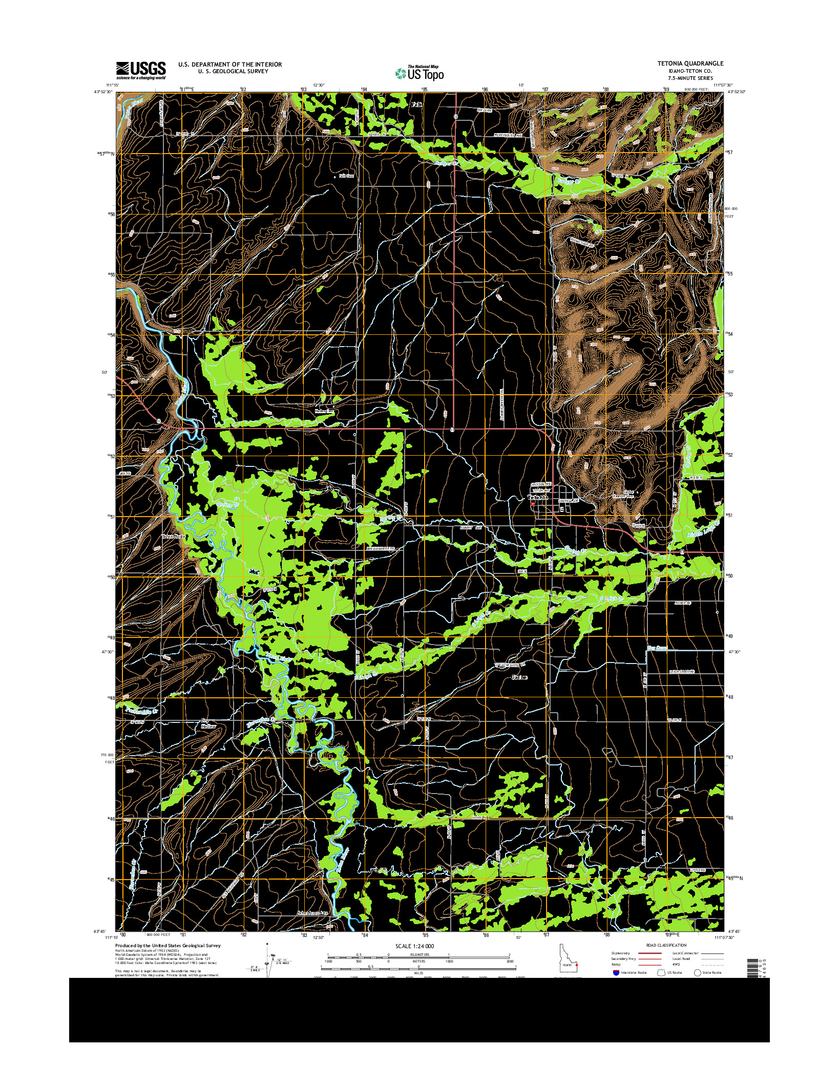 USGS US TOPO 7.5-MINUTE MAP FOR TETONIA, ID 2013