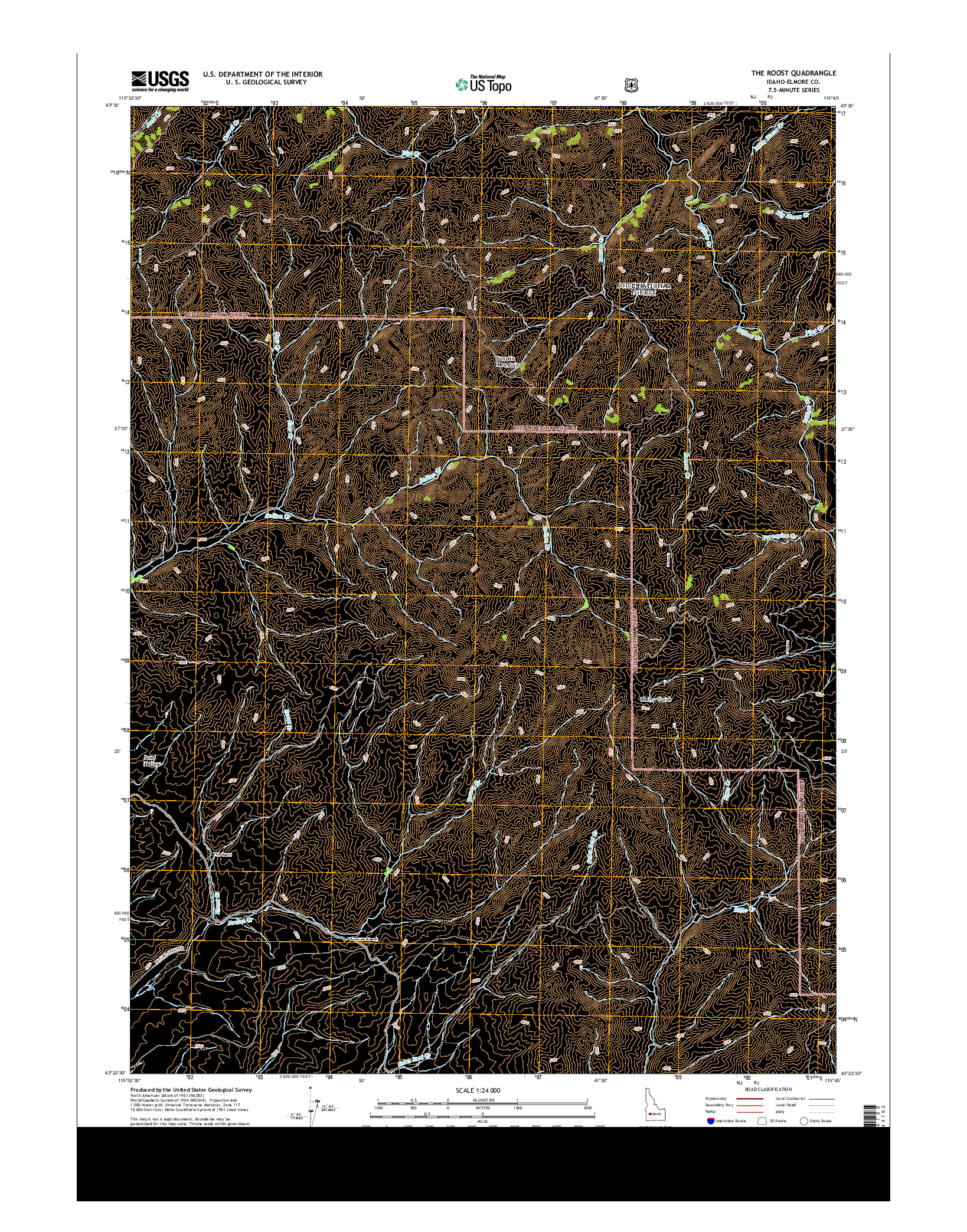 USGS US TOPO 7.5-MINUTE MAP FOR THE ROOST, ID 2013