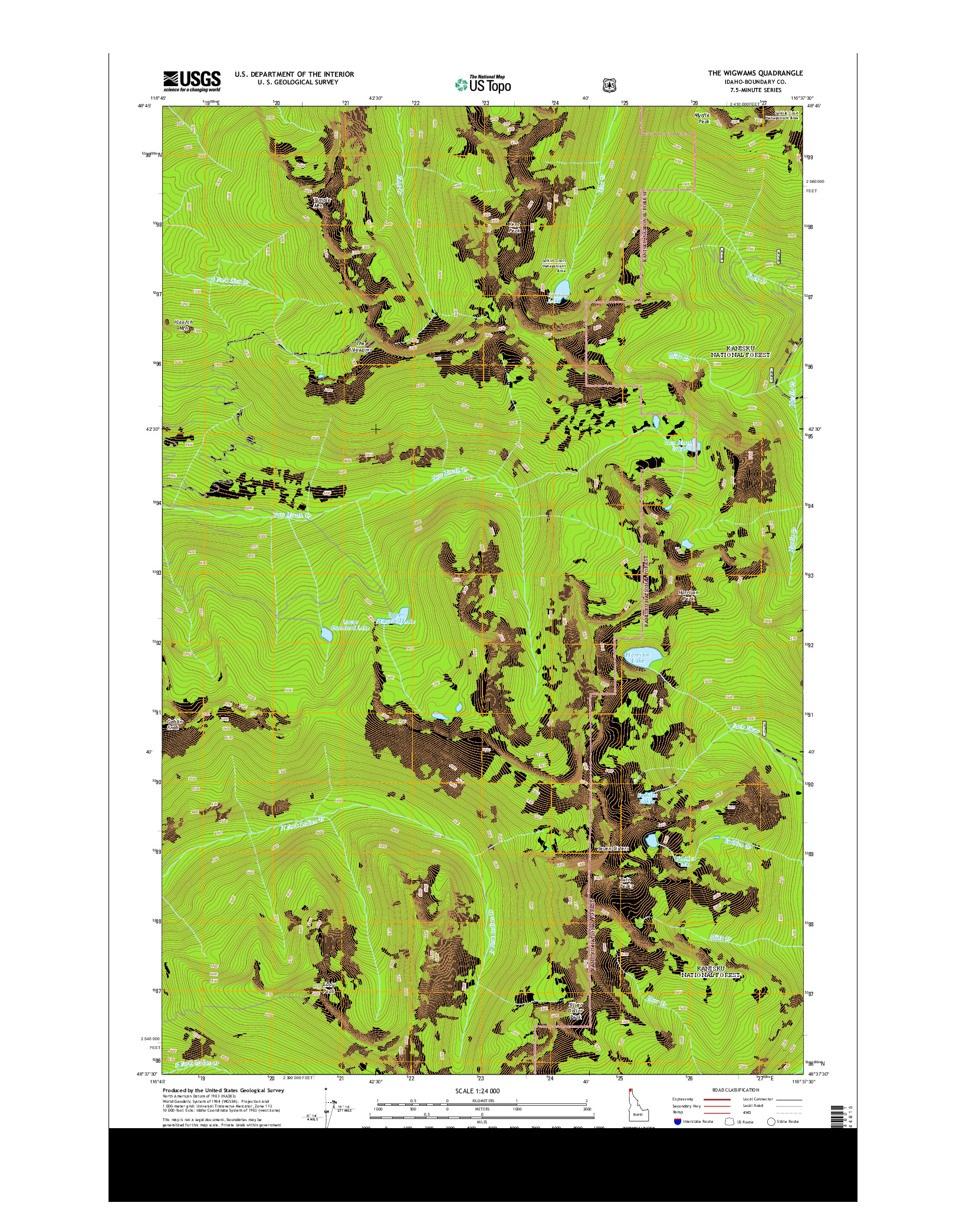 USGS US TOPO 7.5-MINUTE MAP FOR THE WIGWAMS, ID 2013