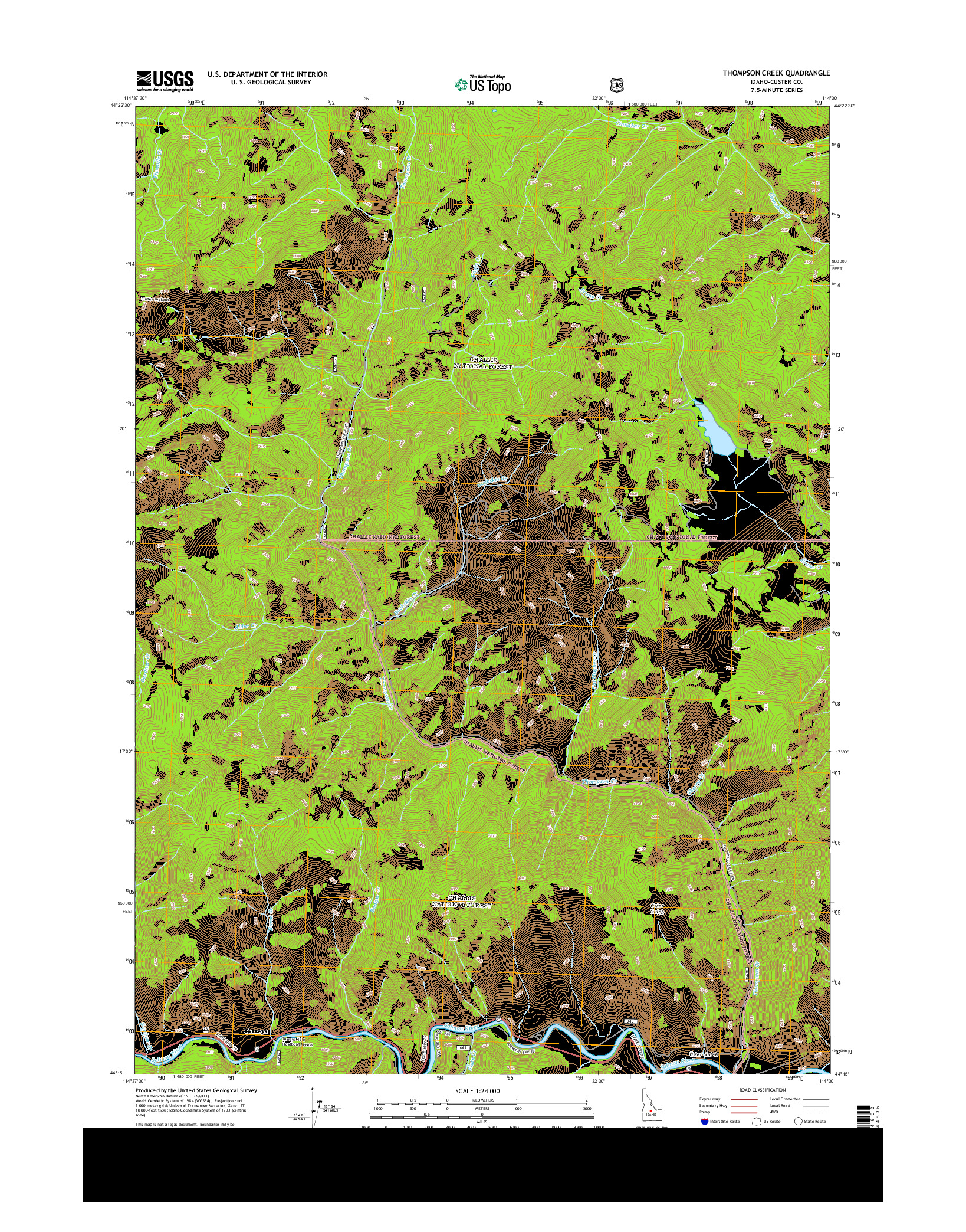 USGS US TOPO 7.5-MINUTE MAP FOR THOMPSON CREEK, ID 2013