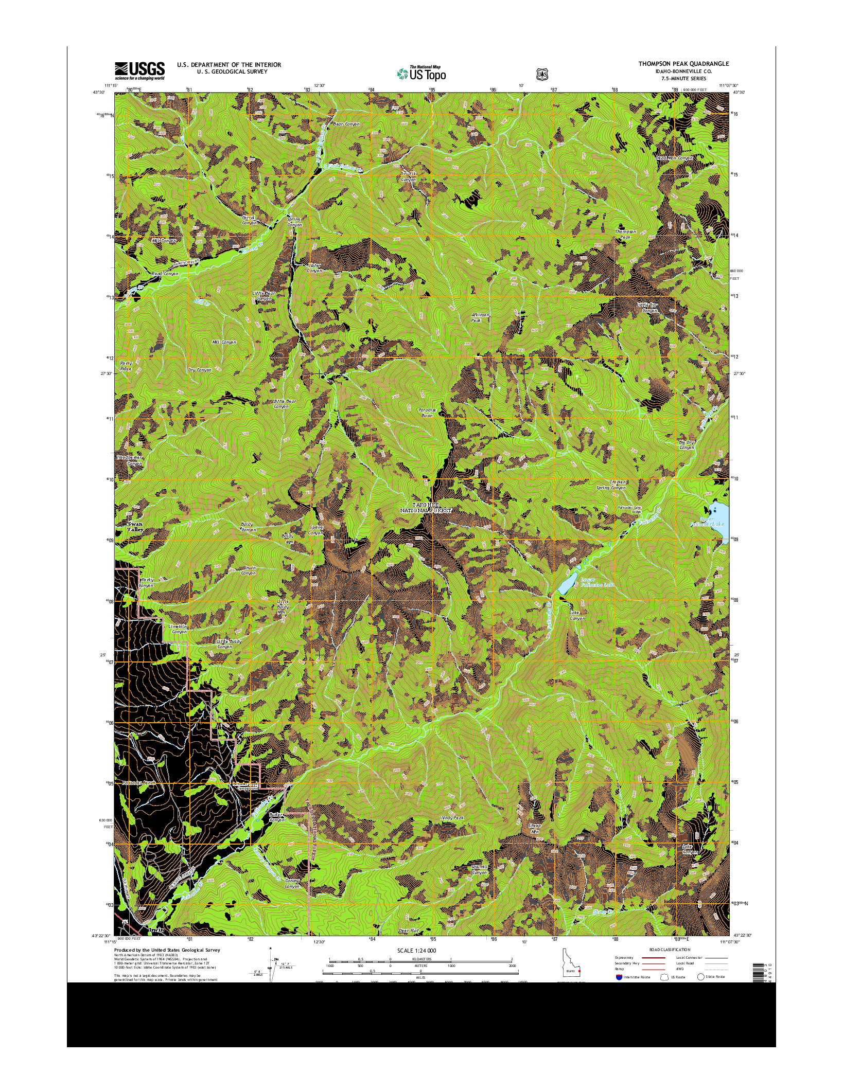 USGS US TOPO 7.5-MINUTE MAP FOR THOMPSON PEAK, ID 2013