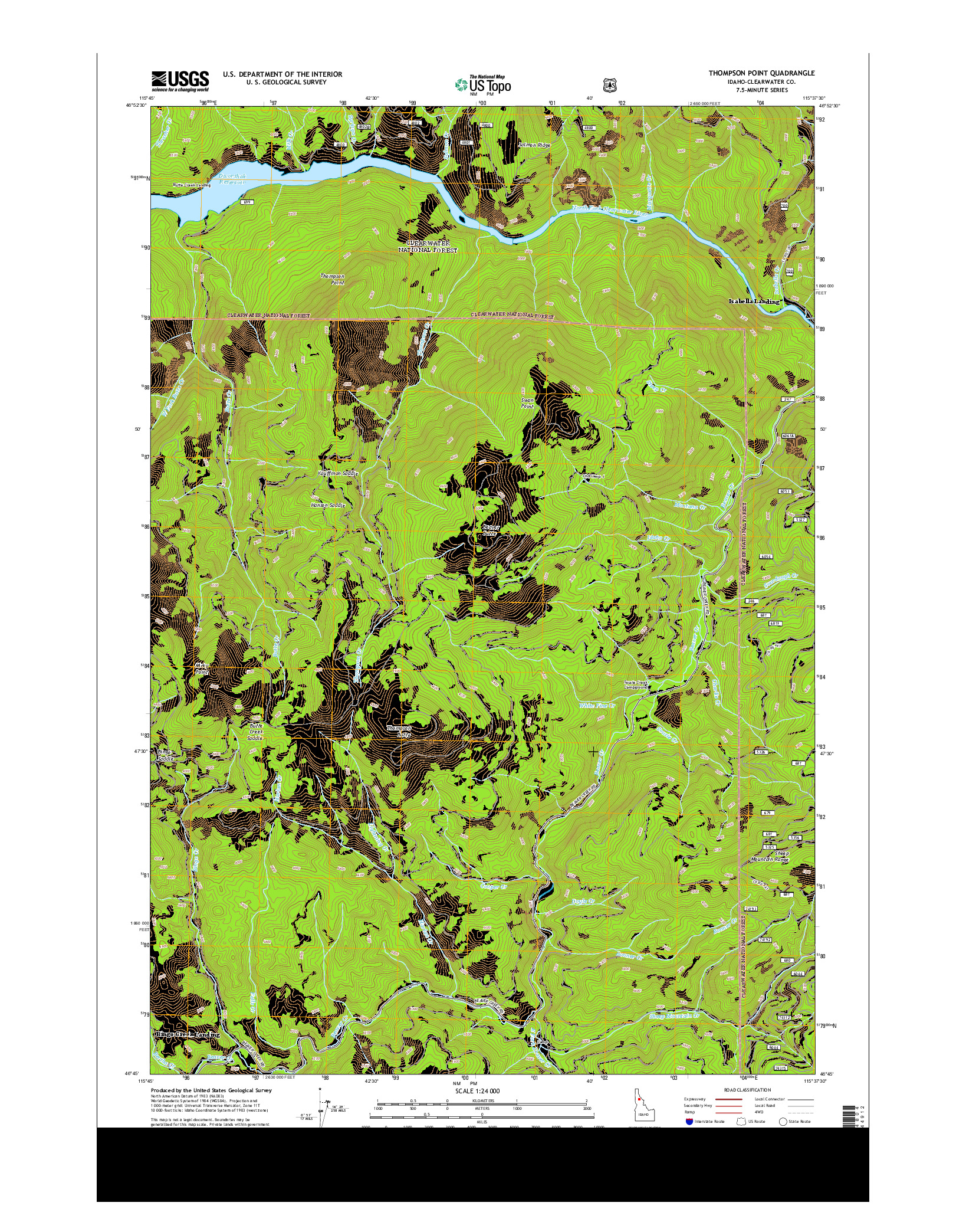 USGS US TOPO 7.5-MINUTE MAP FOR THOMPSON POINT, ID 2013