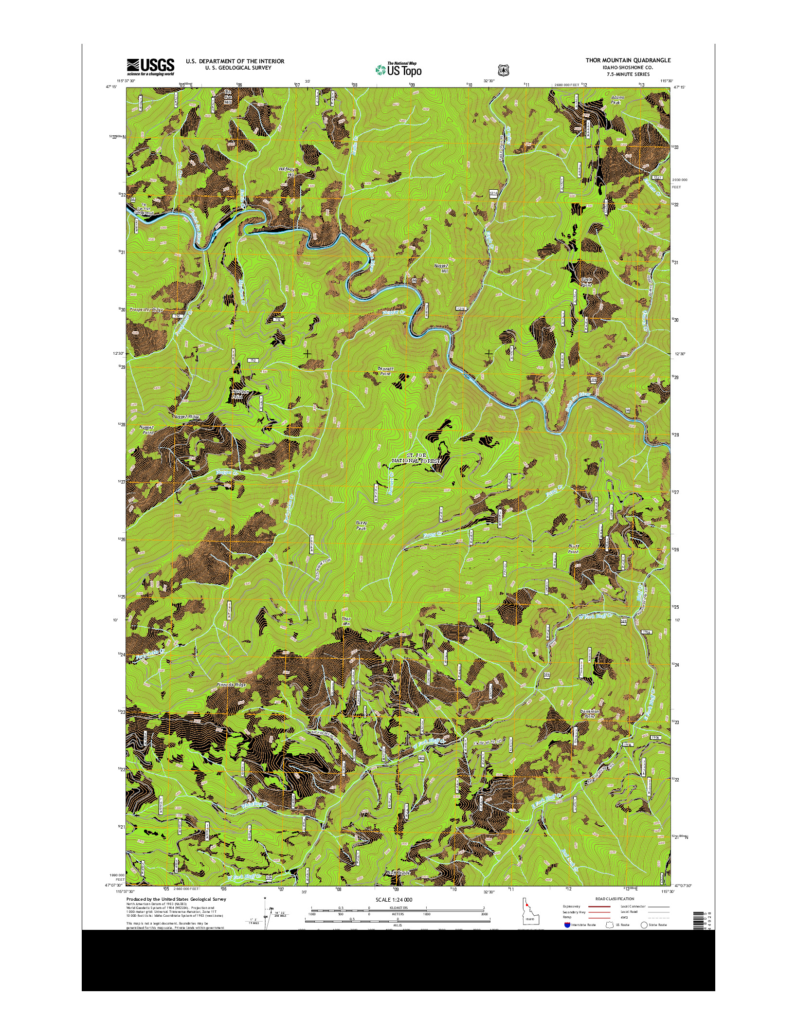 USGS US TOPO 7.5-MINUTE MAP FOR THOR MOUNTAIN, ID 2013