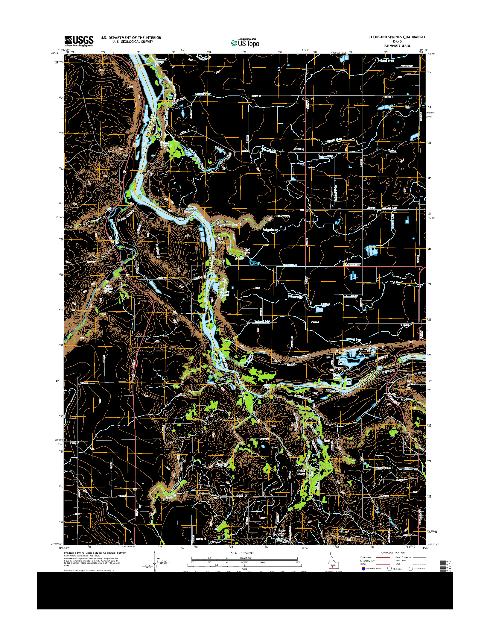 USGS US TOPO 7.5-MINUTE MAP FOR THOUSAND SPRINGS, ID 2013