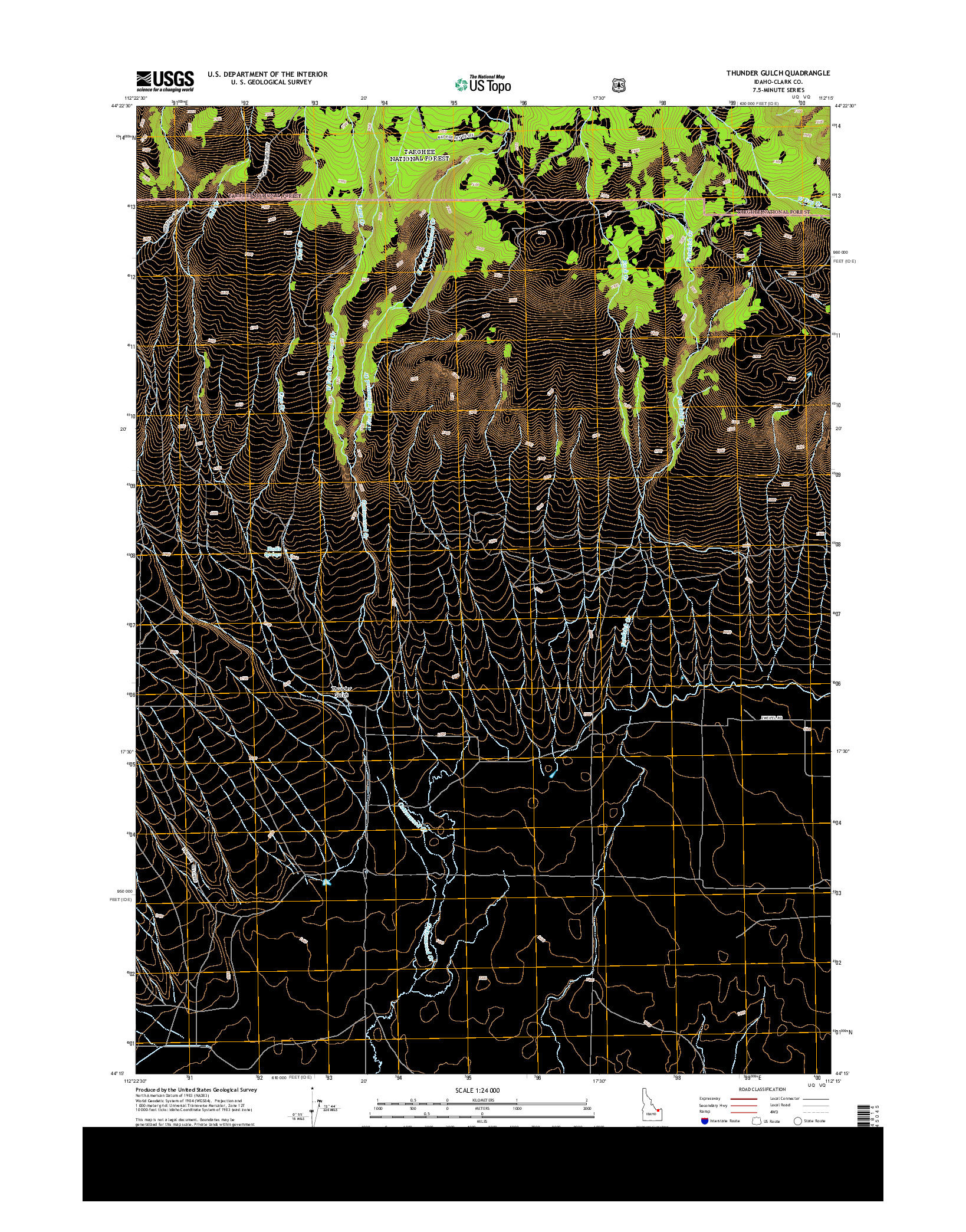 USGS US TOPO 7.5-MINUTE MAP FOR THUNDER GULCH, ID 2013