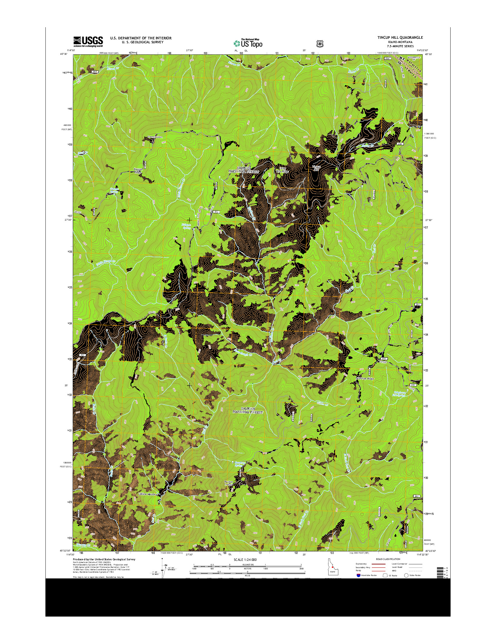 USGS US TOPO 7.5-MINUTE MAP FOR TINCUP HILL, ID-MT 2013