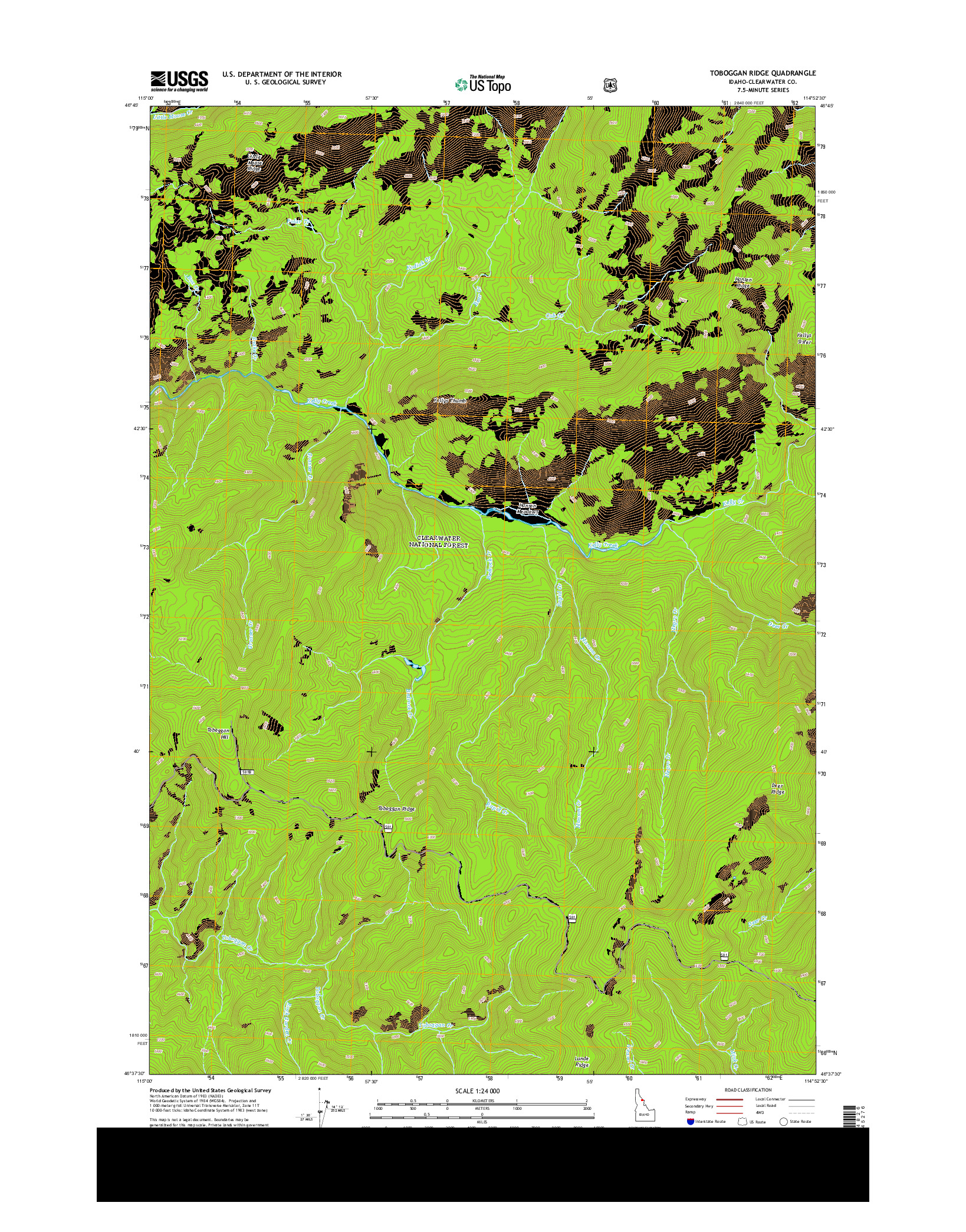 USGS US TOPO 7.5-MINUTE MAP FOR TOBOGGAN RIDGE, ID 2013