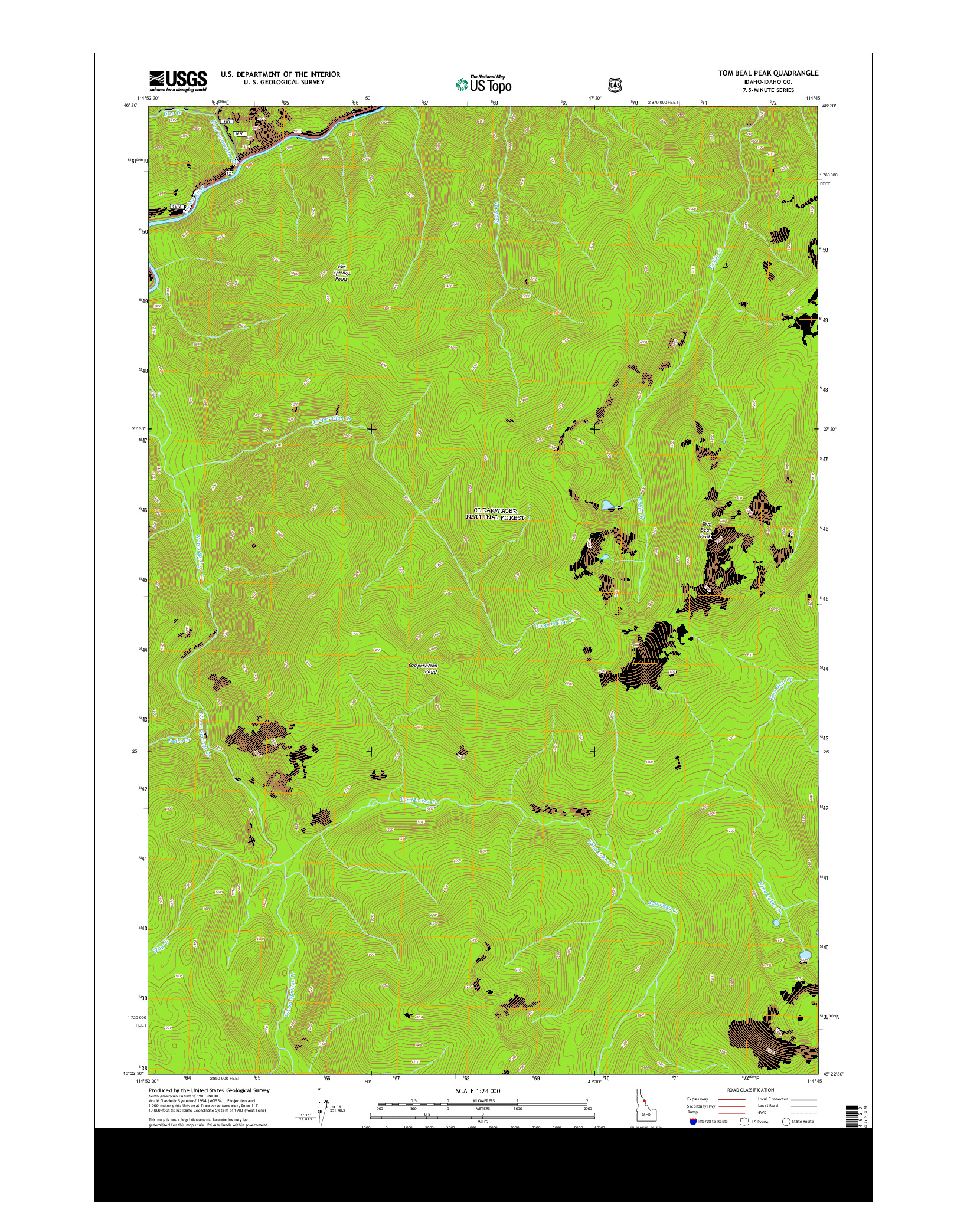 USGS US TOPO 7.5-MINUTE MAP FOR TOM BEAL PEAK, ID 2013